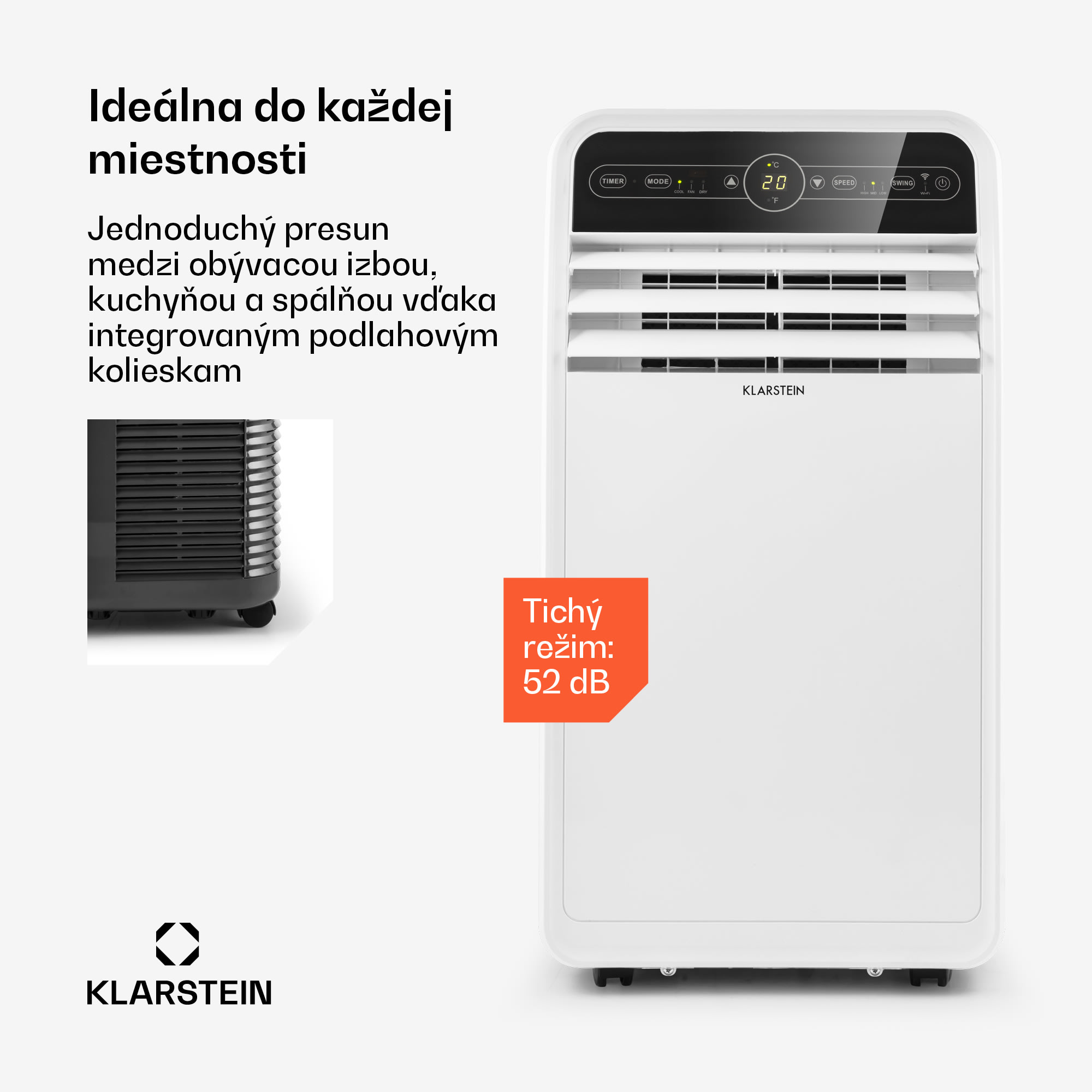 Klarstein Metrobreeze New York Smart 12k, mobilná klimatizácia, 12000 BTU/3,5 kW, A, diaľkový ovládač – Obrázok 3