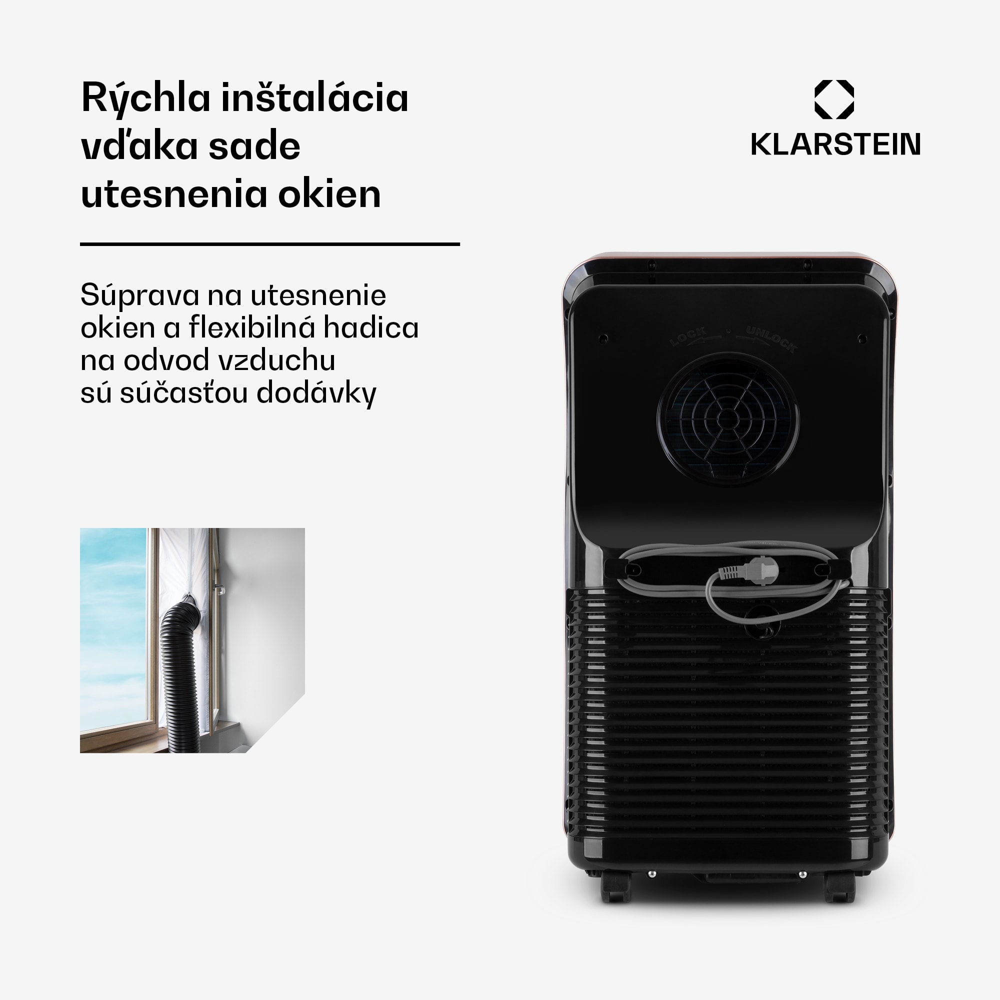 Klarstein Metrobreeze New York Smart 12k, mobilná klimatizácia, 12 000 BTU/3,5 kW, A, diaľkový ovládač, ružovozlatá – Obrázok 4