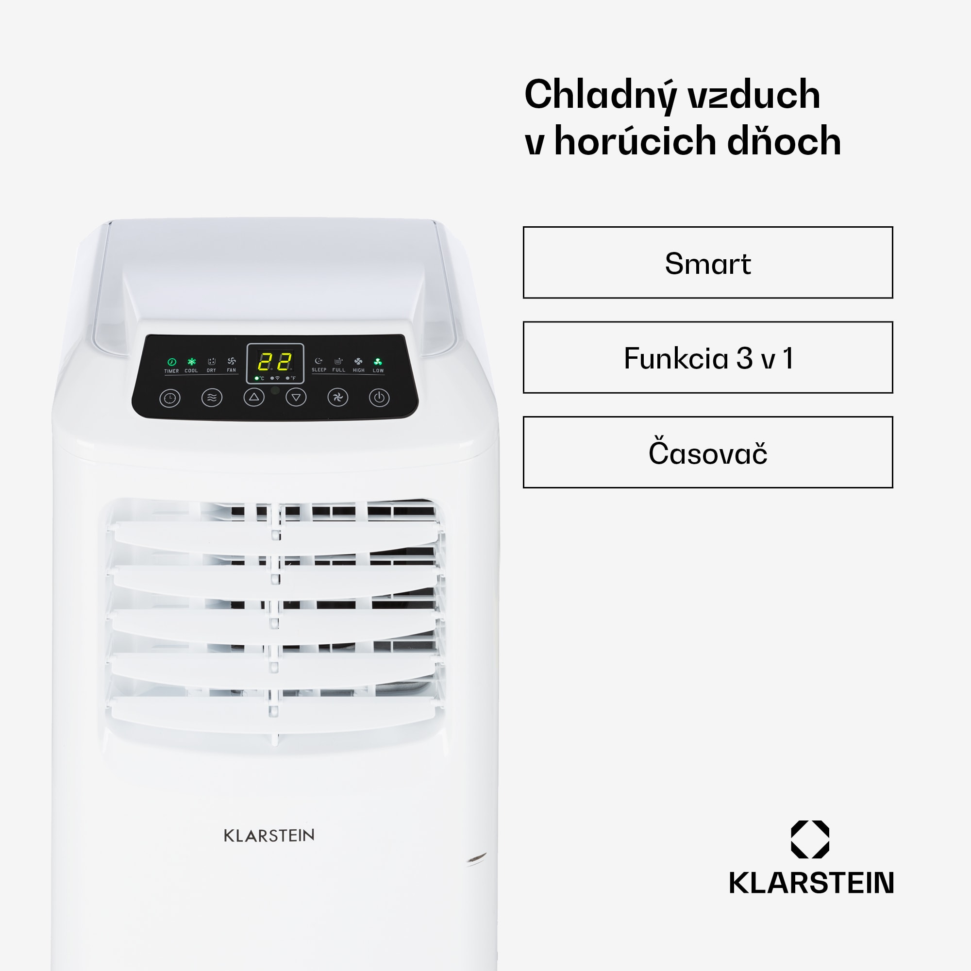 Klarstein Pure Blizzard Smart 9k, mobilná klimatizácia, 9 000 BTU/2,6 kW, A, diaľkový ovládač