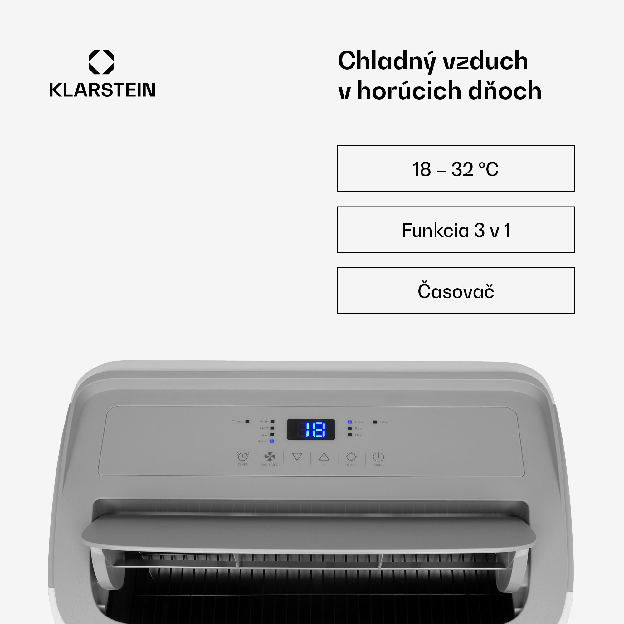Klarstein Grandbreeze Eco 12K, mobilná klimatizácia 3 v 1, 460 m³/h, 12 000 BTU/1,35 kW