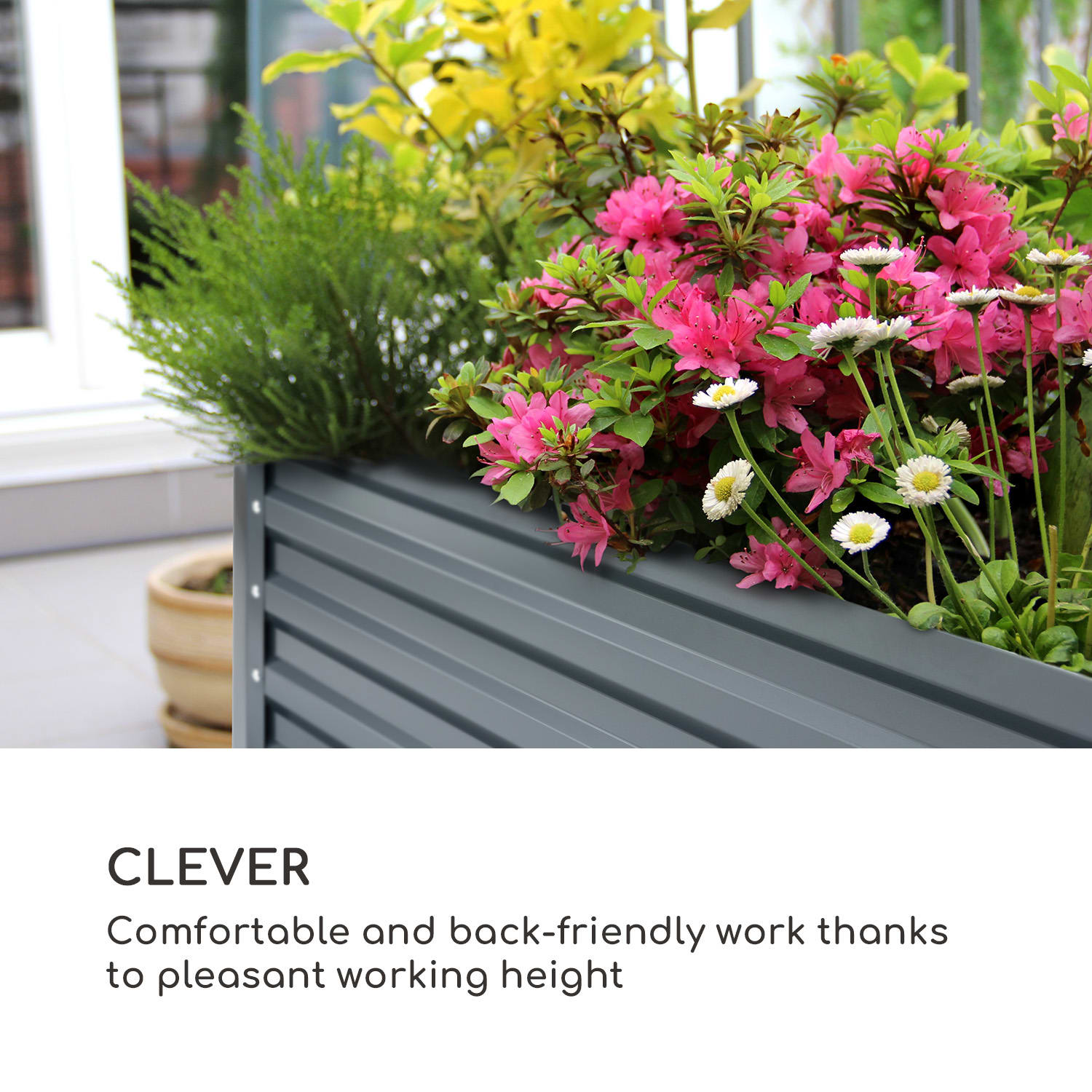 Blumfeldt High Grow Straight, vyvýšený záhon, 180 x 60 x 90 cm, 970 l, pozinkovaná oceľ – Obrázok 2