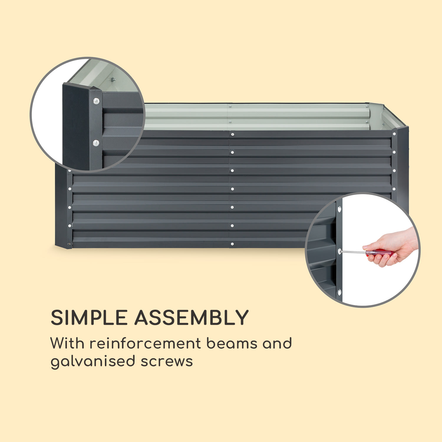 Blumfeldt High Grow Straight, vyvýšený záhon, 180 x 60 x 90 cm, 970 l, pozinkovaná oceľ – Obrázok 4