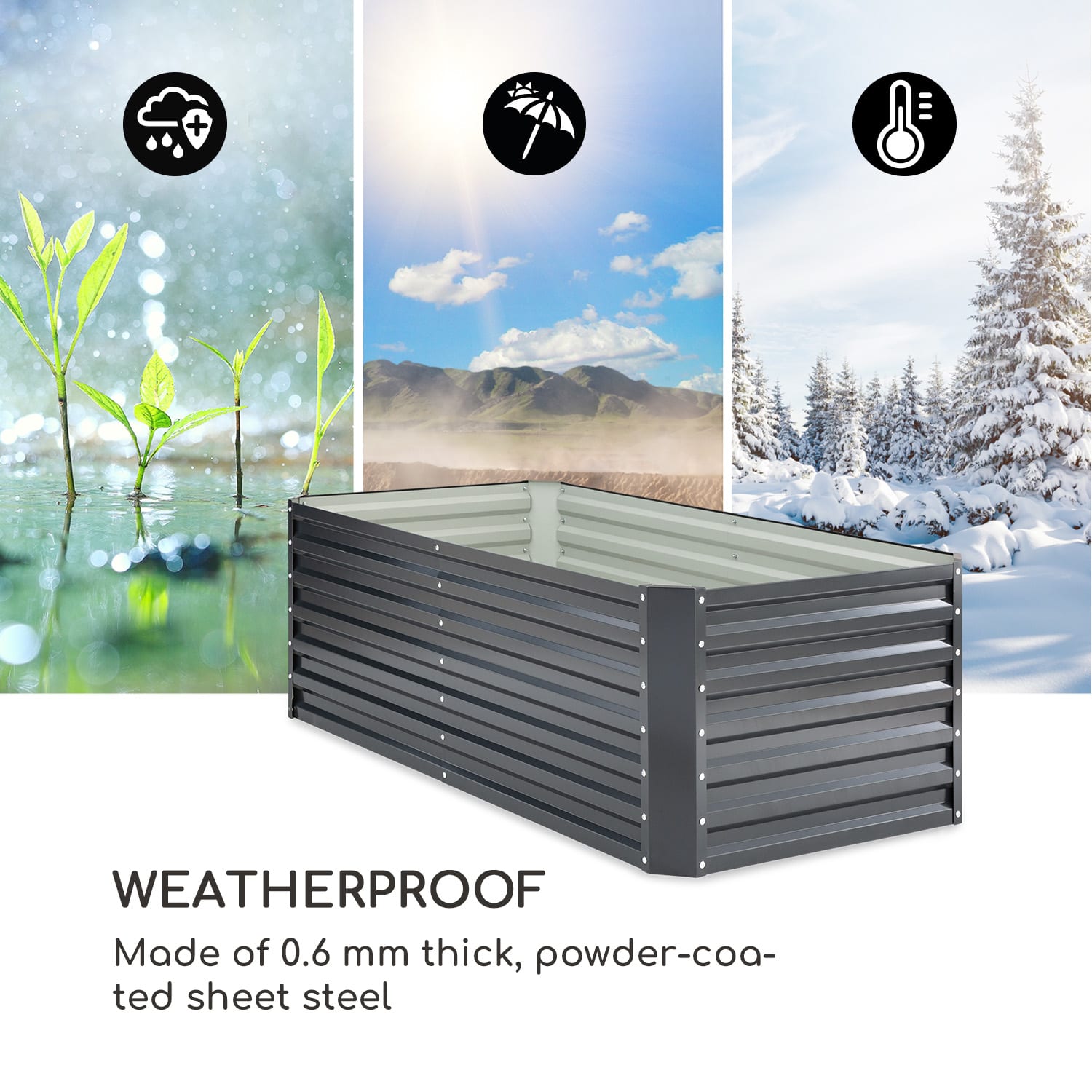 Blumfeldt High Grow Straight, vyvýšený záhon, 180 x 60 x 90 cm, 970 l, pozinkovaná oceľ – Obrázok 5