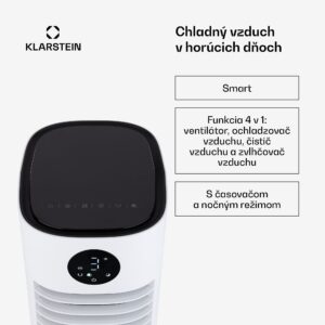 Klarstein Skytower Grand Smart, ochladzovač vzduchu, 80 W, 480 m³/h, 8 l, mobilný