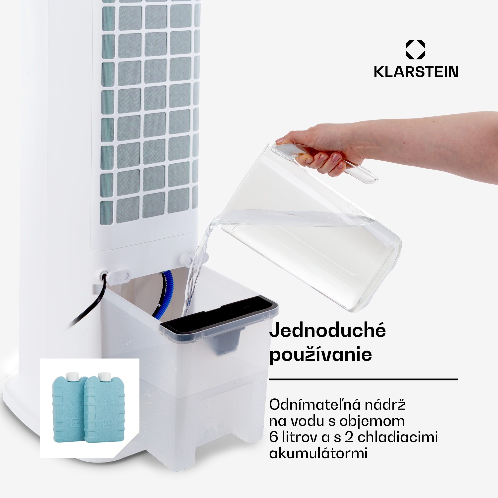 Klarstein Skytower 360° Smart, ochladzovač vzduchu, 60 W, 450 m³/h, 6 l, mobilný – Obrázok 2