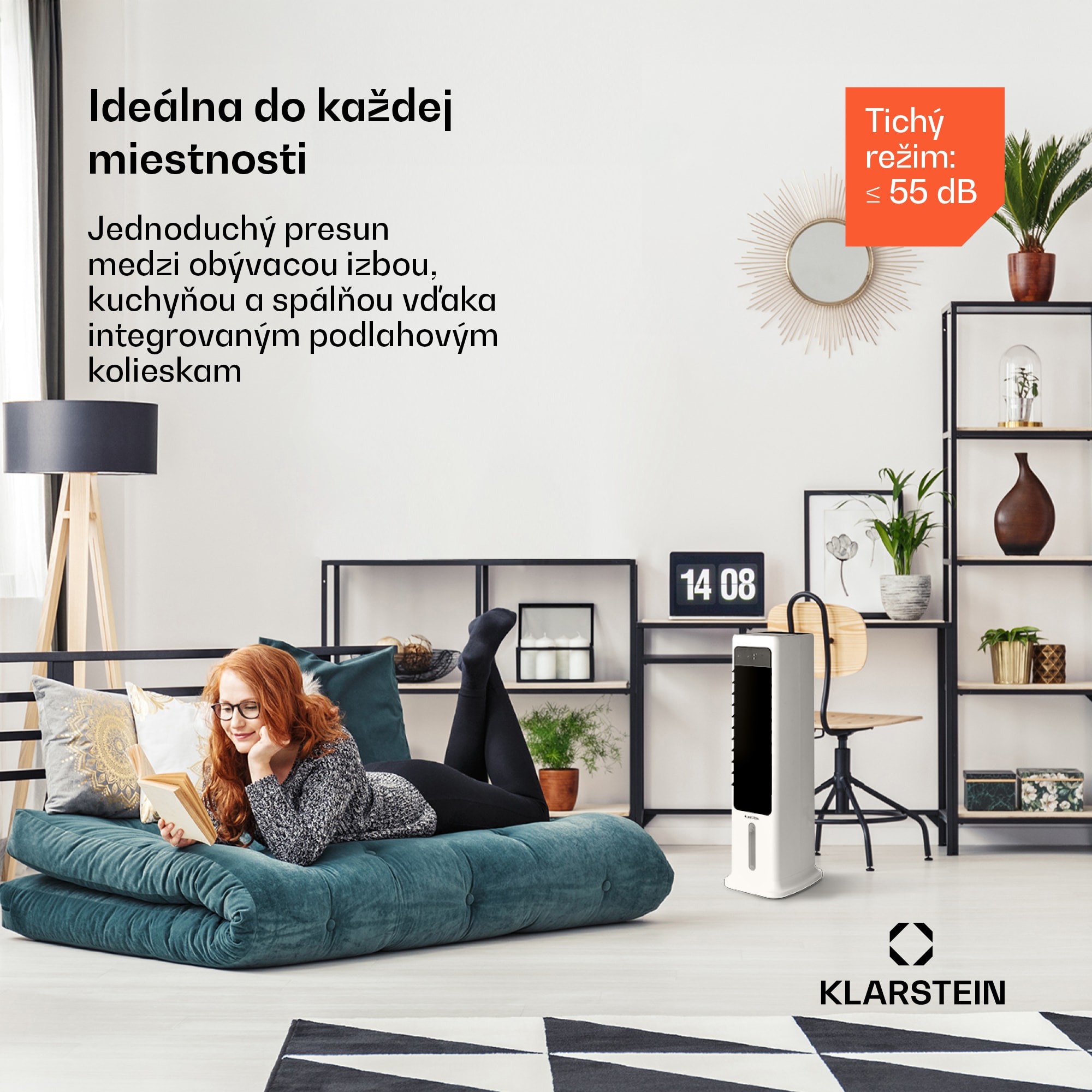 Klarstein Skytower 360° Smart, ochladzovač vzduchu, 60 W, 450 m³/h, 6 l, mobilný – Obrázok 3