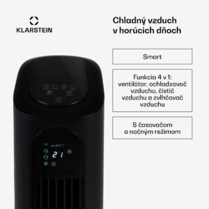Klarstein Polar Tower Smart, ochladzovač vzduchu, ventilátor, 85 W, 7 l, diaľkový ovládač, 5 x chladiaci box