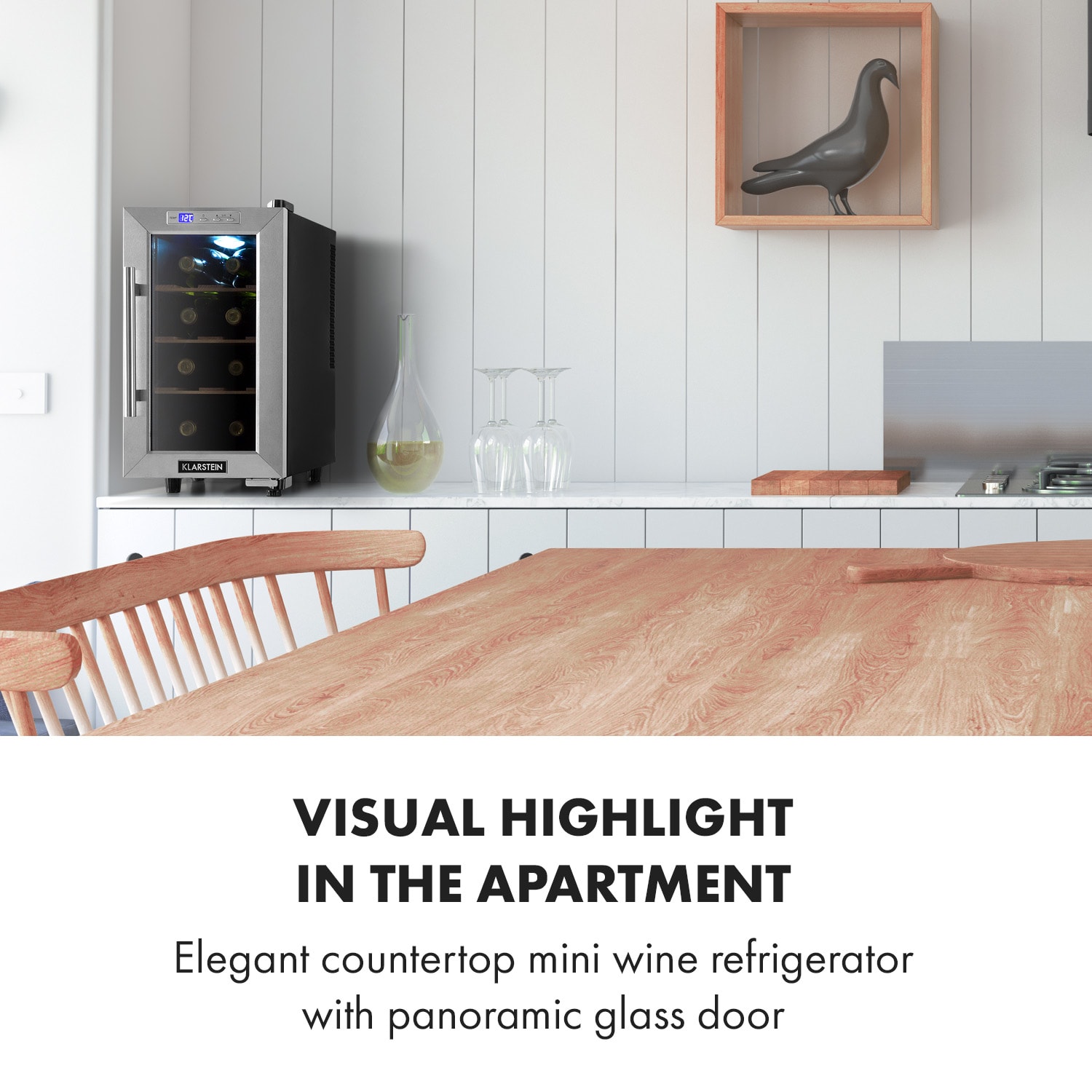 Klarstein Reserva 8 Uno, vinotéka, 23 l, 8 fliaš, 11–18°C, 26 dB, nehrdzavejúca oceľ