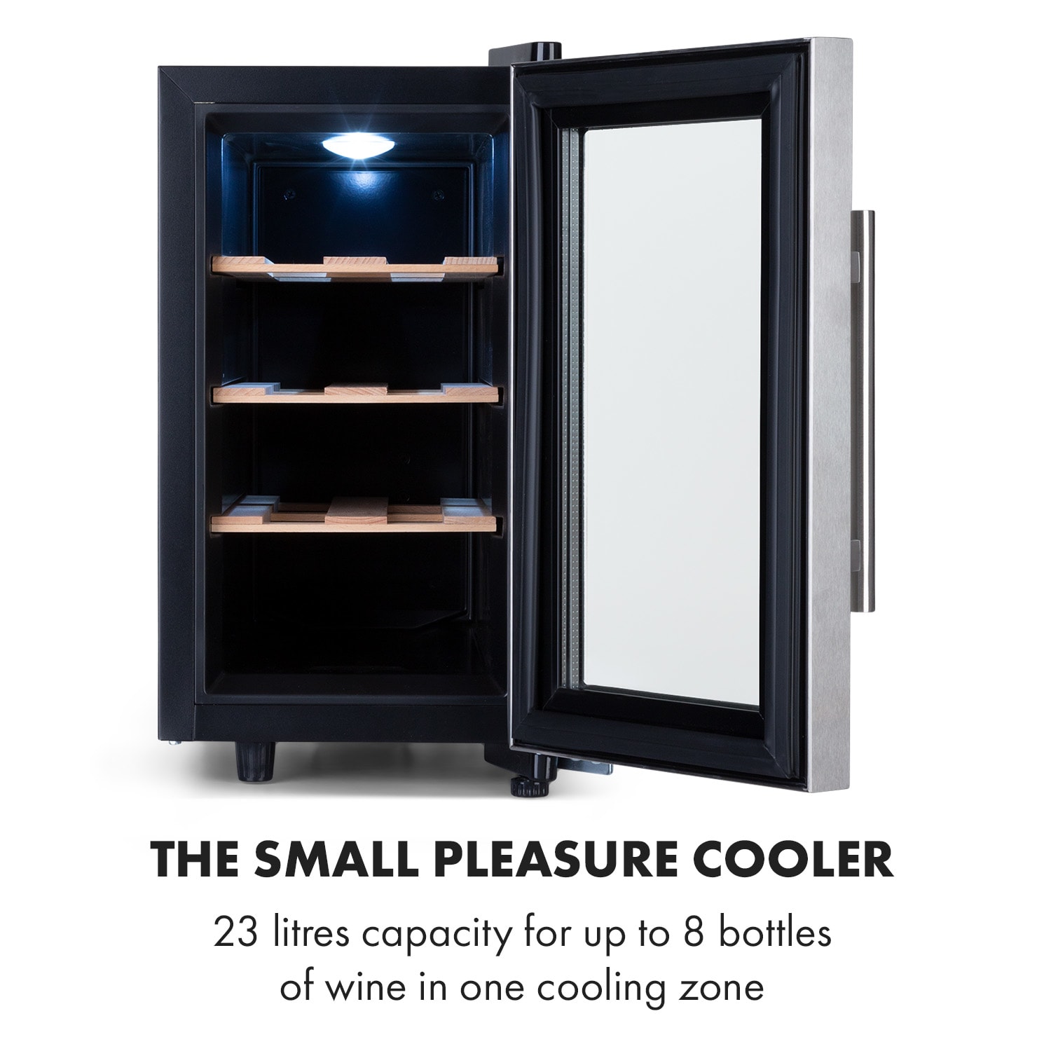 Klarstein Reserva 8 Uno, vinotéka, 23 l, 8 fliaš, 11–18°C, 26 dB, nehrdzavejúca oceľ – Obrázok 2