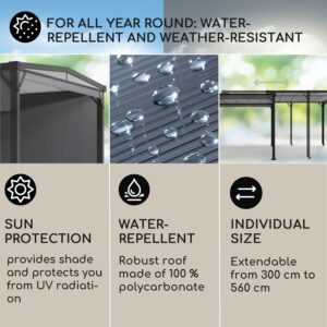 Blumfeldt Pantheon Solid Sky Expand, pergola, dvojitá, bočné steny, 3 x 3 – 5,6 m, hliník