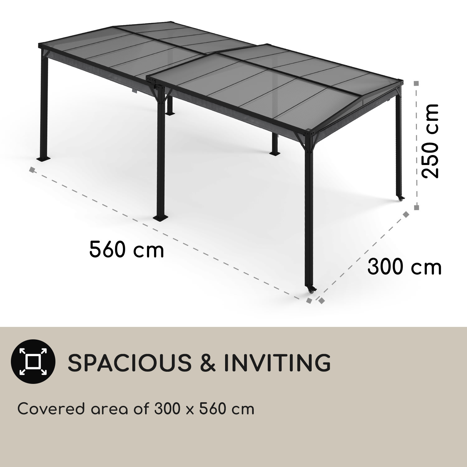 Blumfeldt Pantheon Solid Sky Expand, pergola, dvojitá, bočné steny, 3 x 3 – 5,6 m, hliník – Obrázok 3