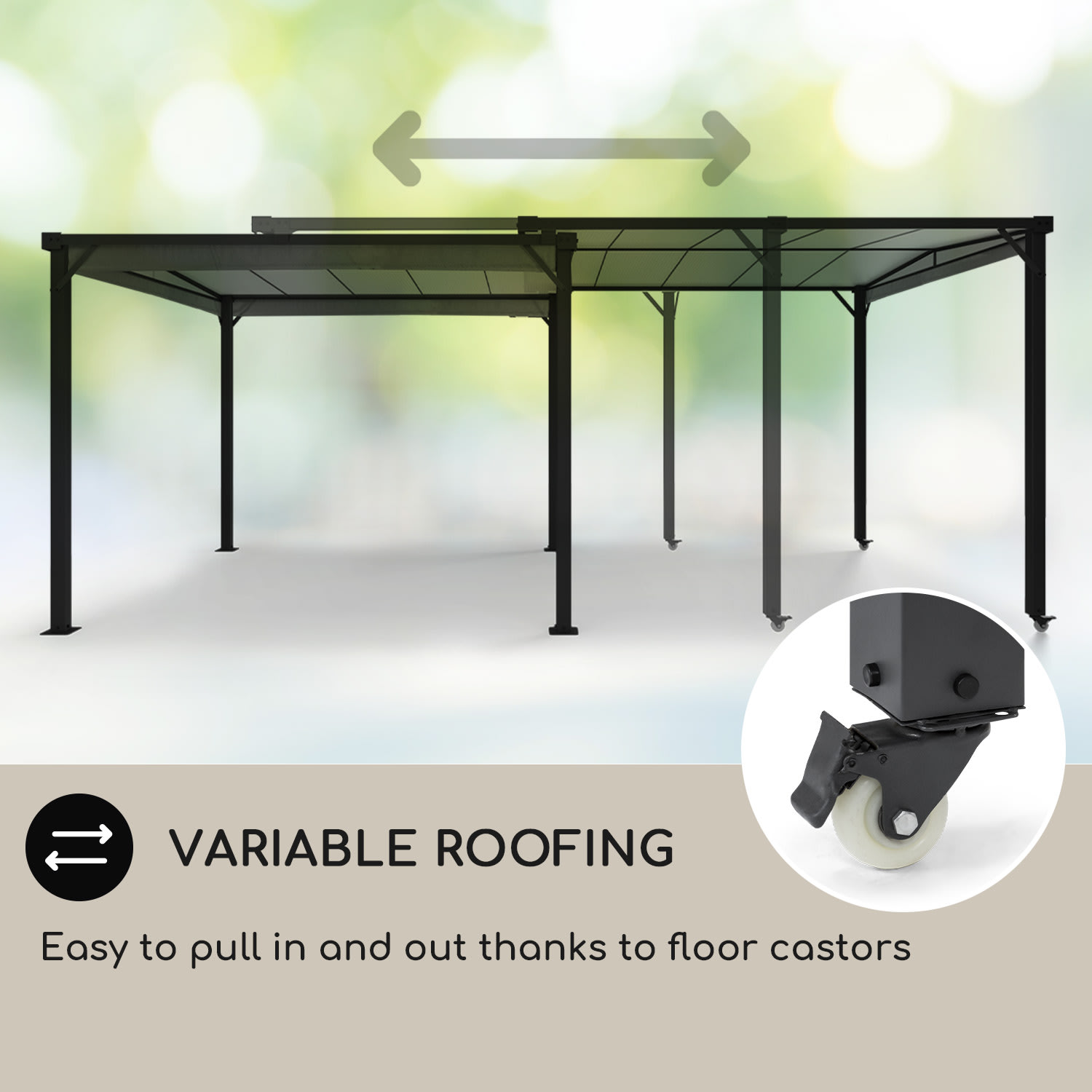 Blumfeldt Pantheon Solid Sky Expand, pergola, dvojitá, bočné steny, 3 x 3 – 5,6 m, hliník – Obrázok 4