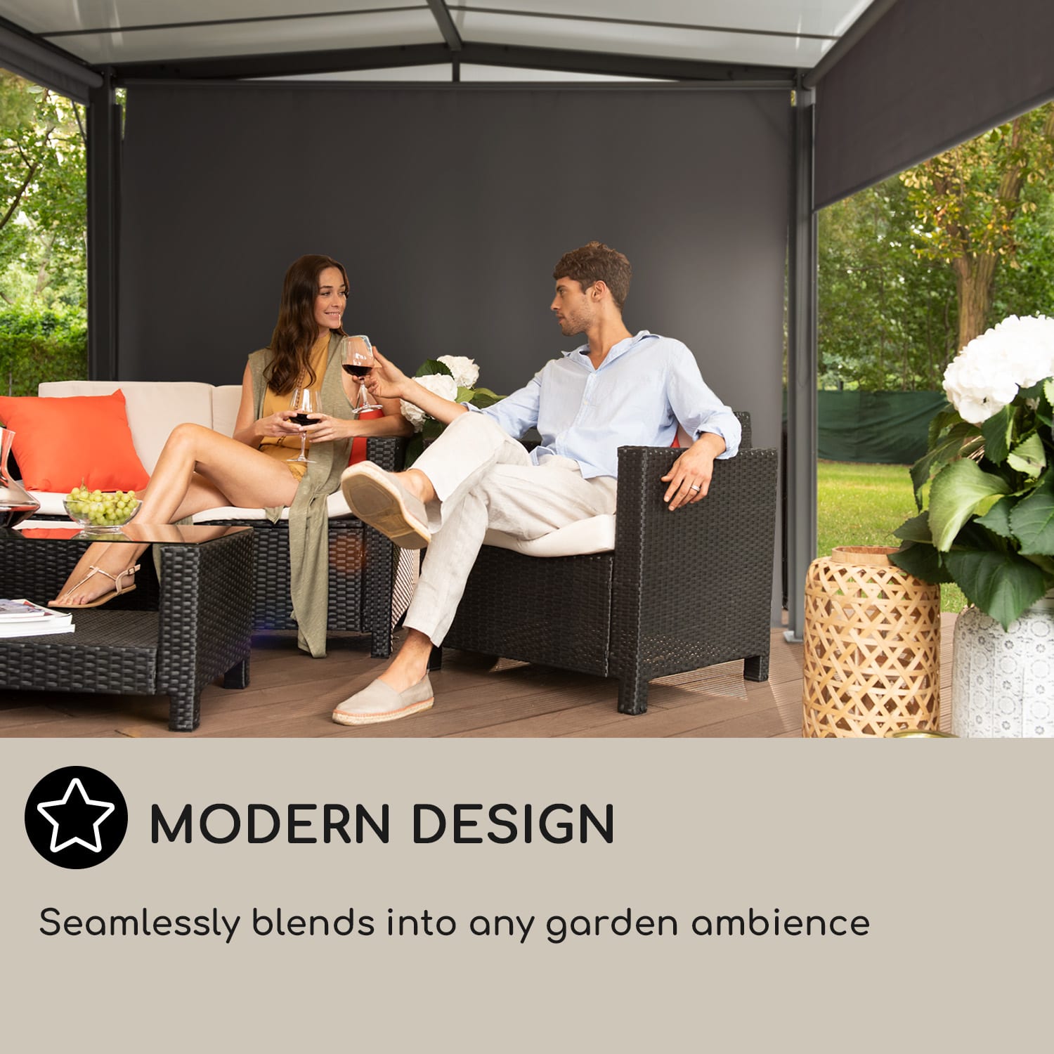 Blumfeldt Pantheon Solid Sky Expand, pergola, dvojitá, bočné steny, 3 x 3 – 5,6 m, hliník – Obrázok 5