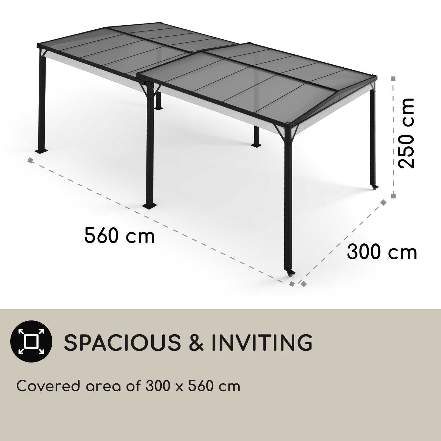 Blumfeldt Pantheon Solid Sky Expand, pergola, dvojitá, bočné steny, 3 x 3 – 5,6 m, hliník – Obrázok 3