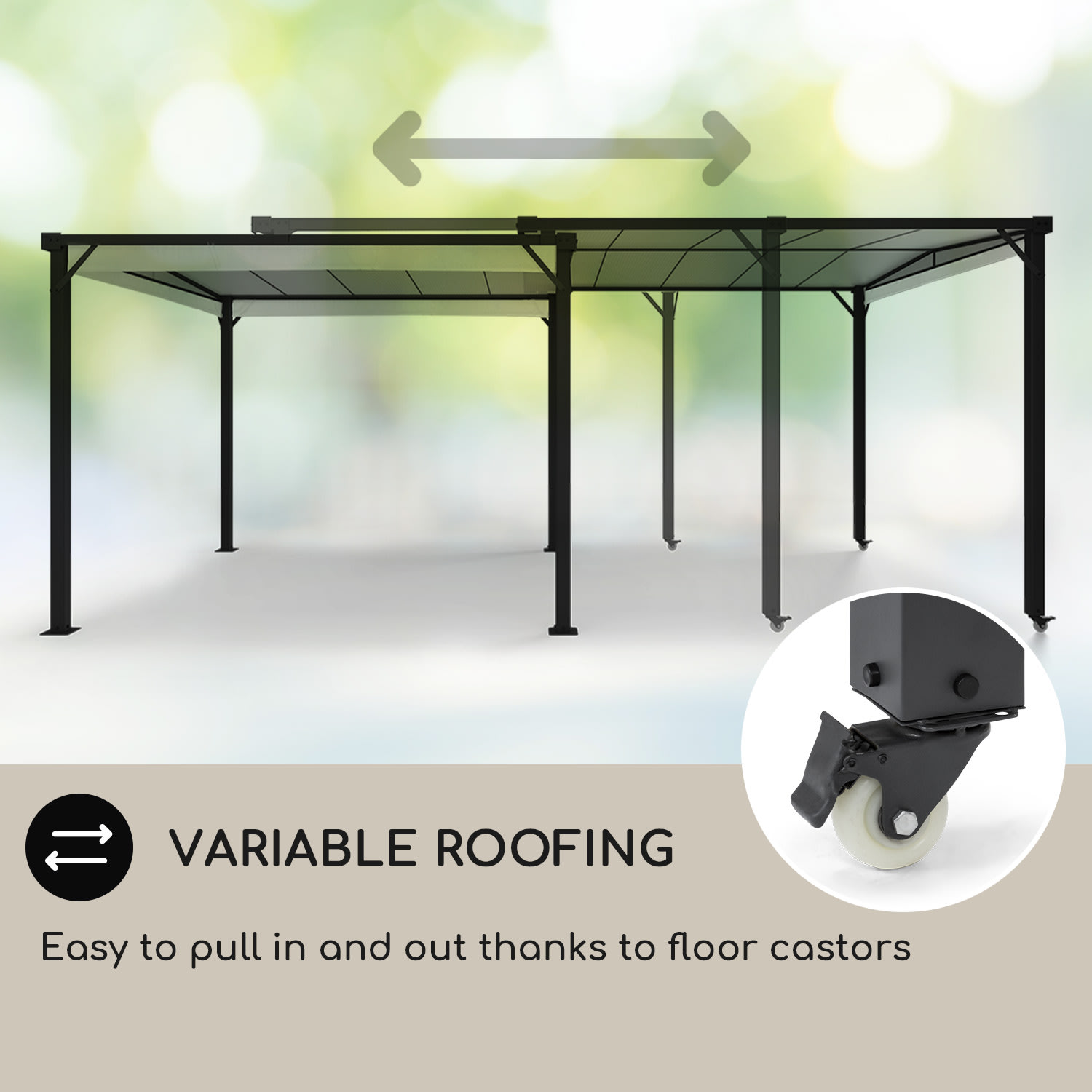 Blumfeldt Pantheon Solid Sky Expand, pergola, dvojitá, bočné steny, 3 x 3 – 5,6 m, hliník – Obrázok 4
