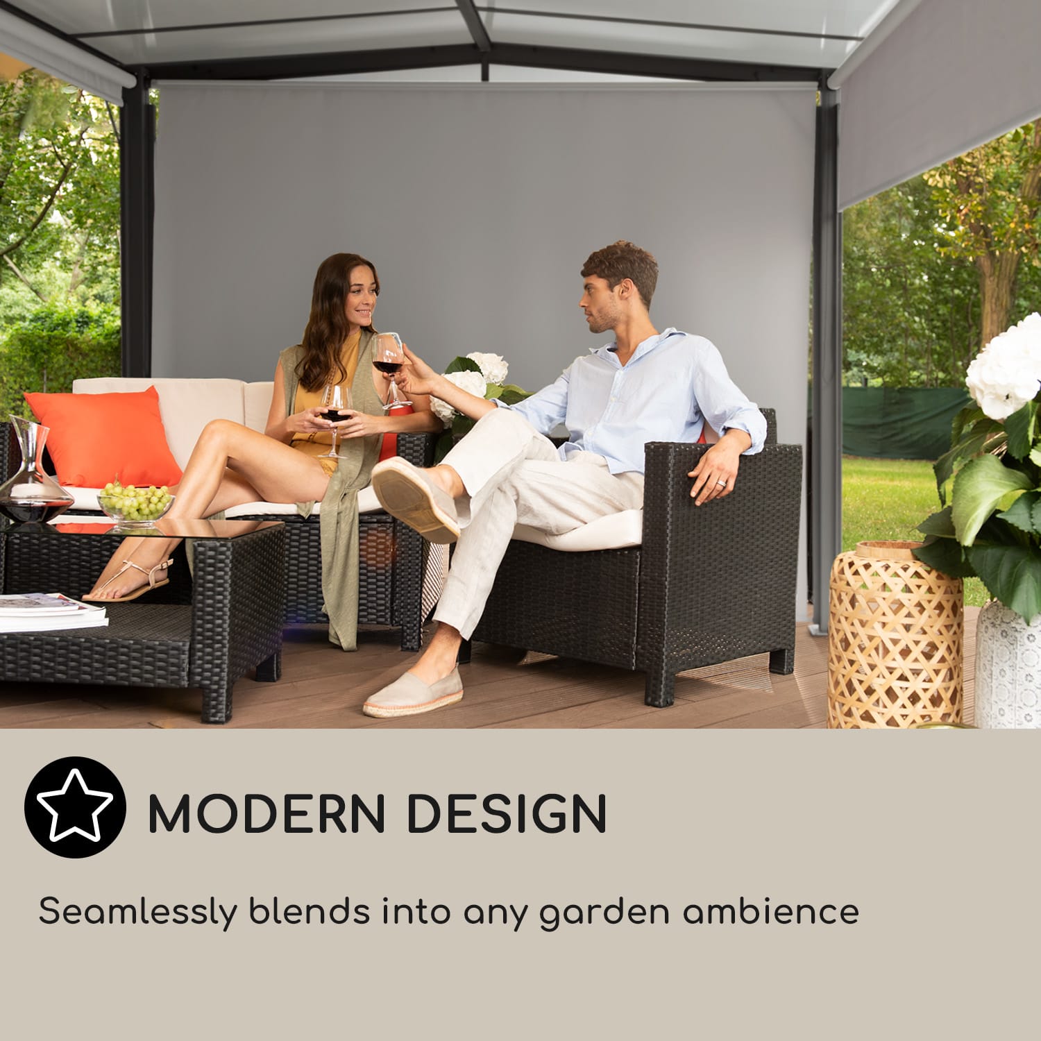 Blumfeldt Pantheon Solid Sky Expand, pergola, dvojitá, bočné steny, 3 x 3 – 5,6 m, hliník – Obrázok 5