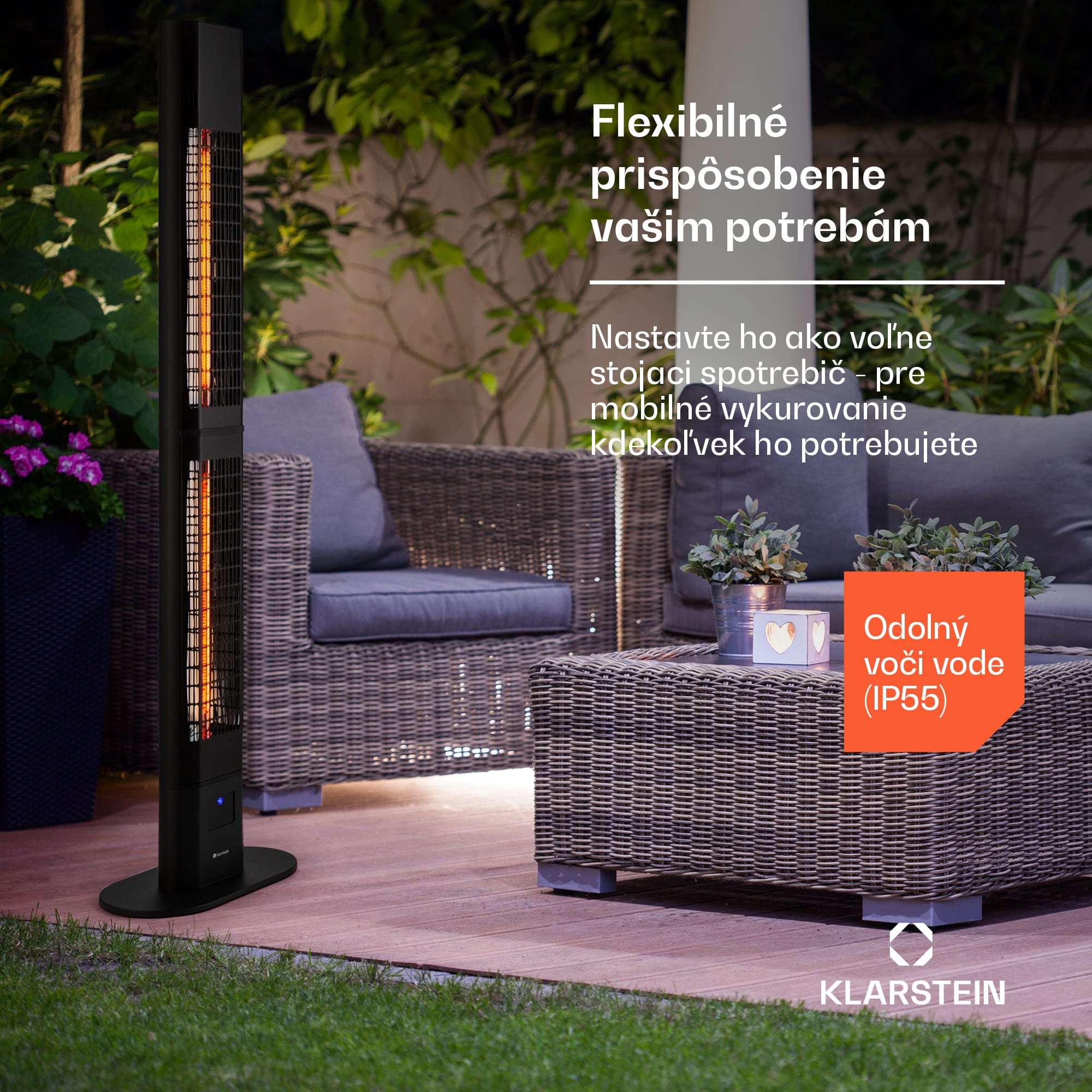 Blumfeldt Heat Guru 3000, sálavý ohrievač, 3000 W, IP54, na vonkajšie použitie, diaľkové ovládanie – Obrázok 2