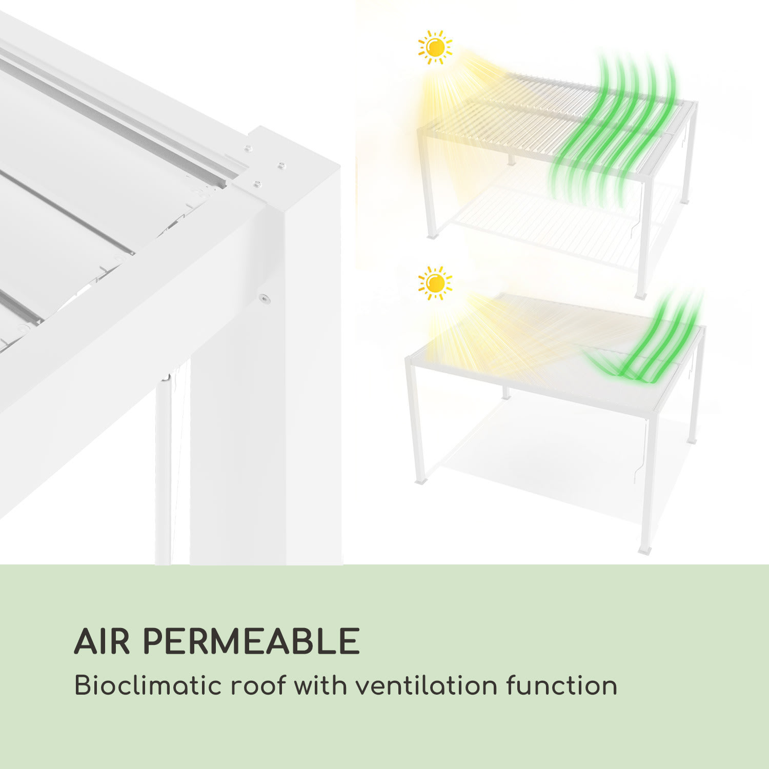 Blumfeldt Pantheon Climax Ambient, altánok, 3 x 3 m, 4 rohové stĺpiky, bioklimatická strecha – Obrázok 2