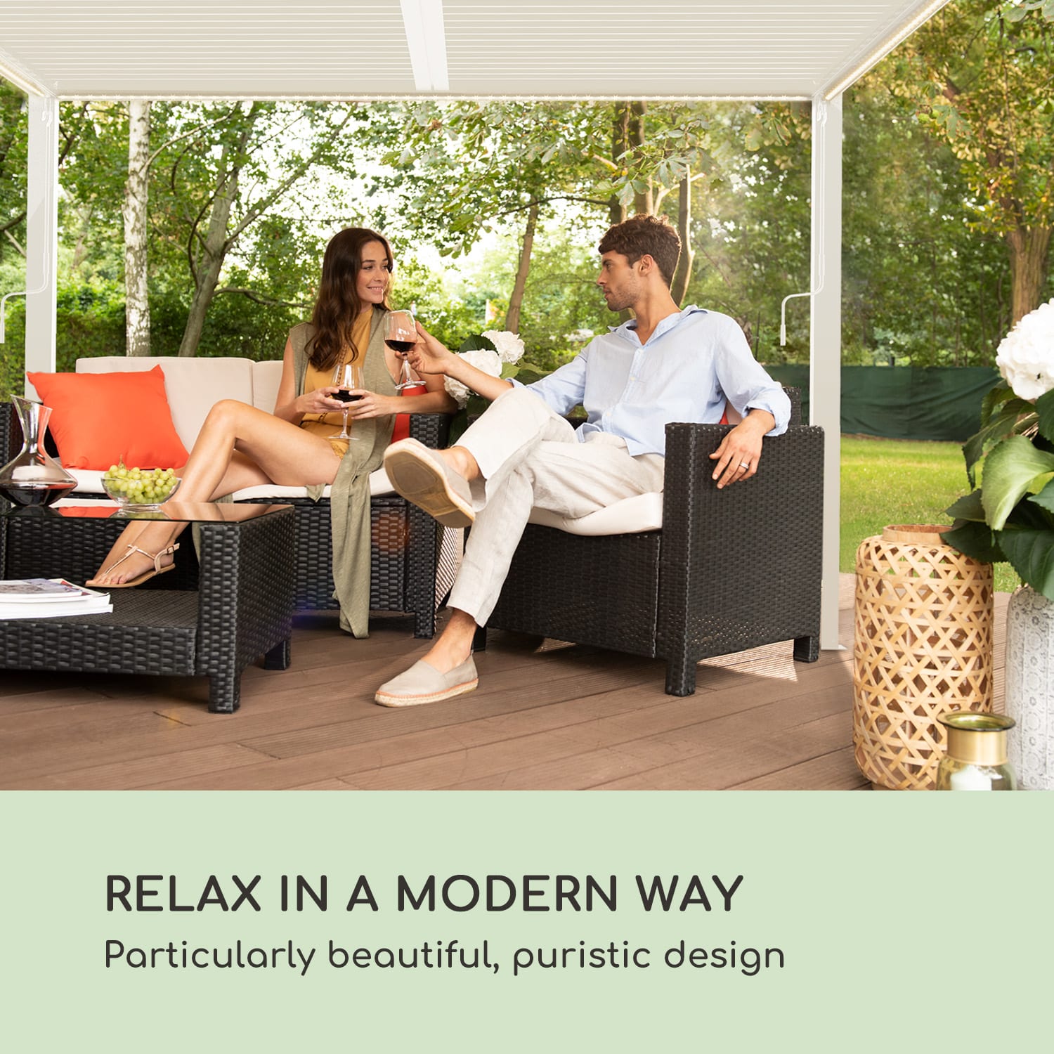 Blumfeldt Pantheon Climax Ambient, altánok, 3 x 3 m, 4 rohové stĺpiky, bioklimatická strecha – Obrázok 4