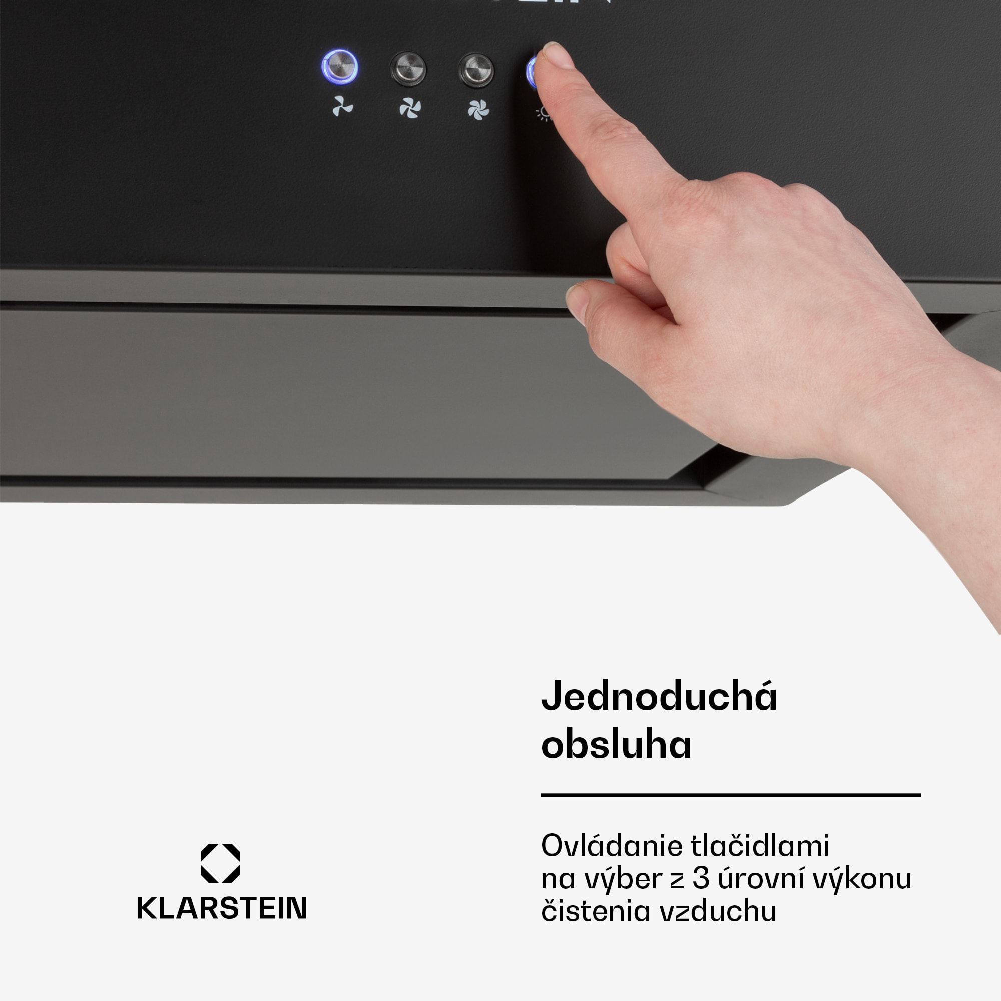 Klarstein Kronleuchter, digestor, 44 cm, ostrovčekový, 596 m³/h, LED panel, A, čierny – Obrázok 3