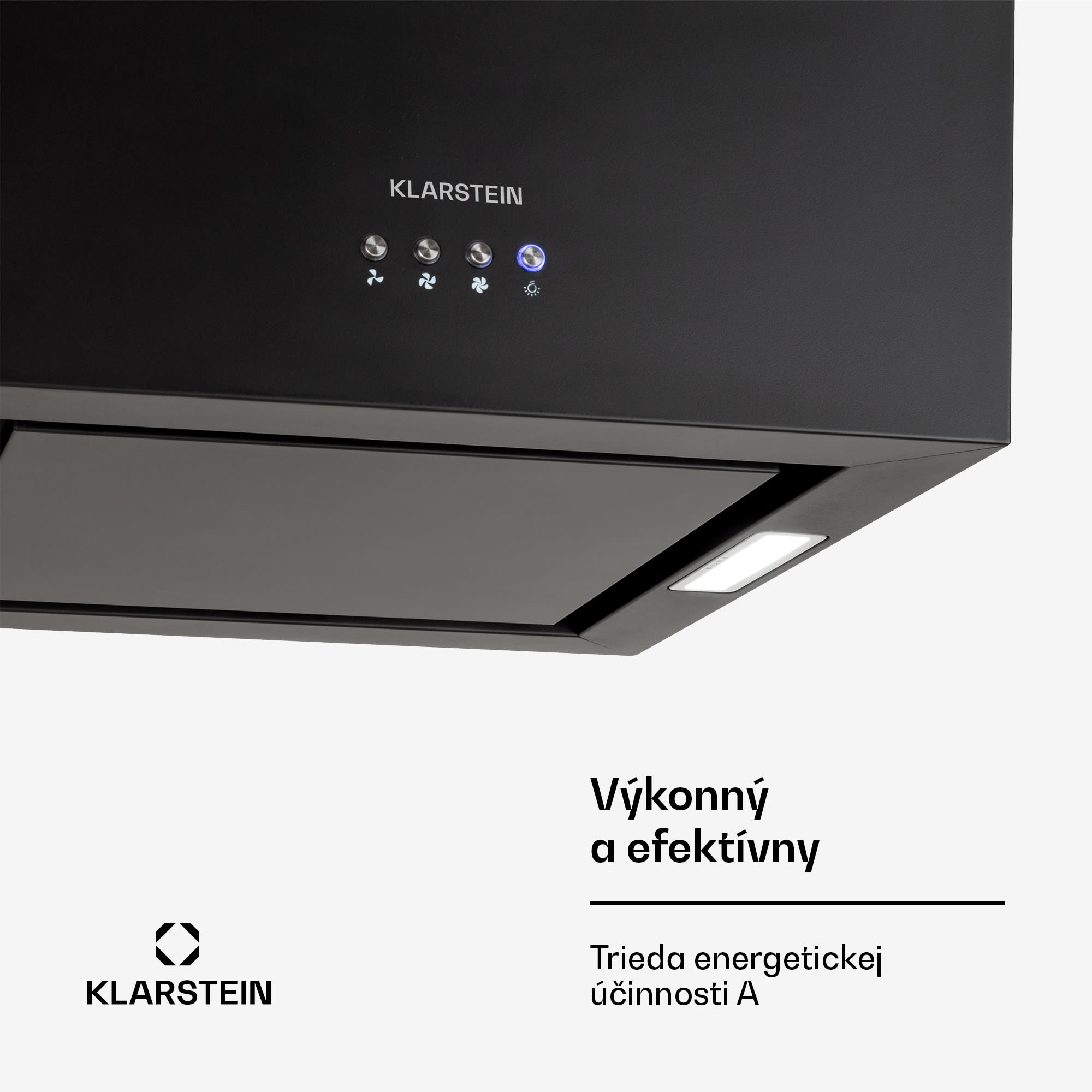 Klarstein Kronleuchter, digestor, 44 cm, ostrovčekový, 596 m³/h, LED panel, A, čierny – Obrázok 4