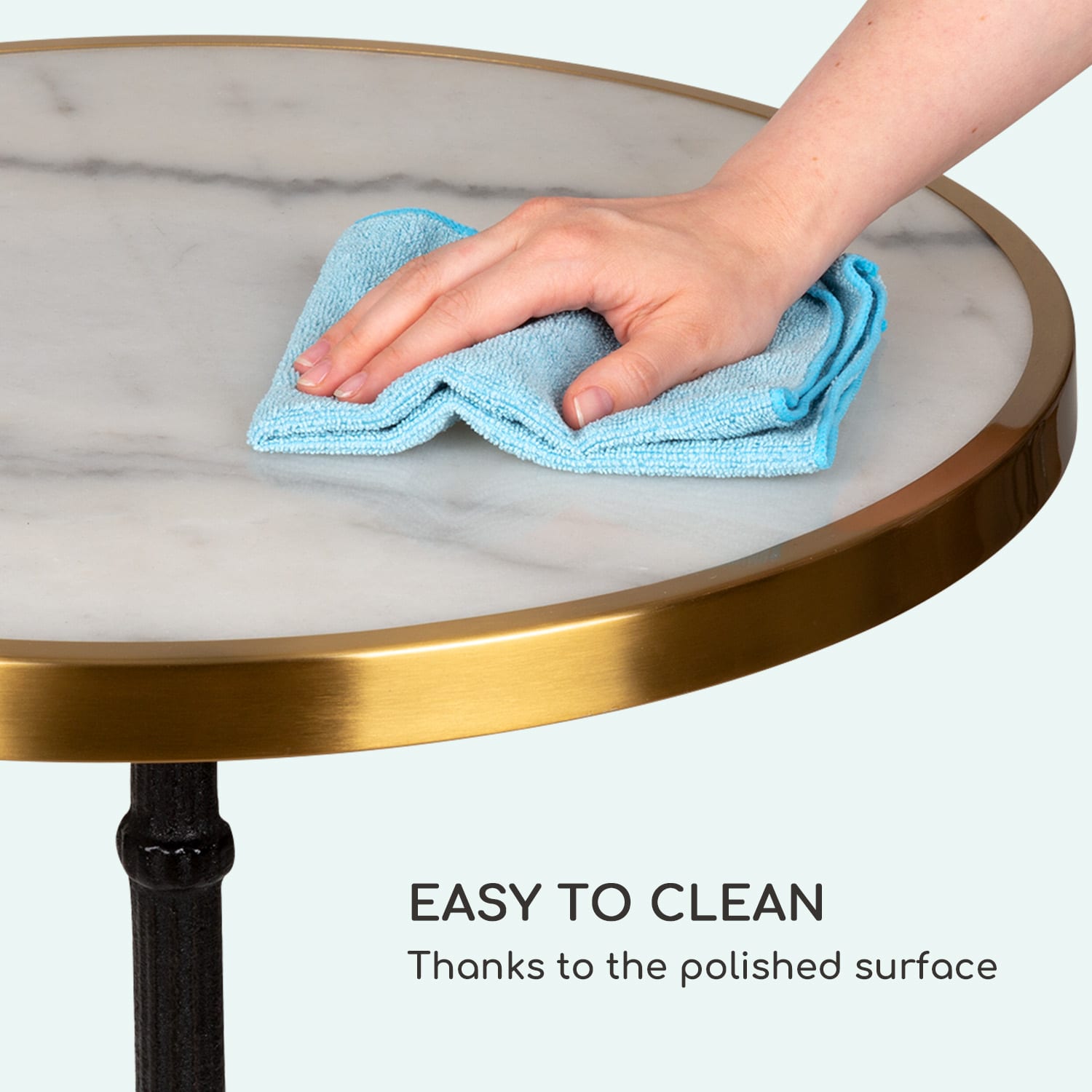 Blumfeldt Patras Lux, bistro stôl s trojnohým podstavcom, mramorový stôl, Ø: 57,5 cm, výška: 72 cm – Obrázok 3