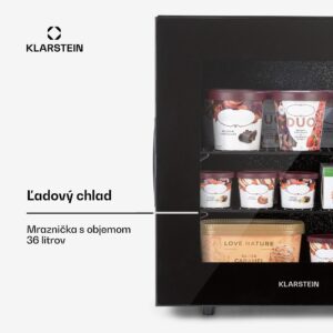Klarstein IceAge 36, mraznička, 36 l, energet. trieda E, 2 úrovne, termostat, sklenená predná časť