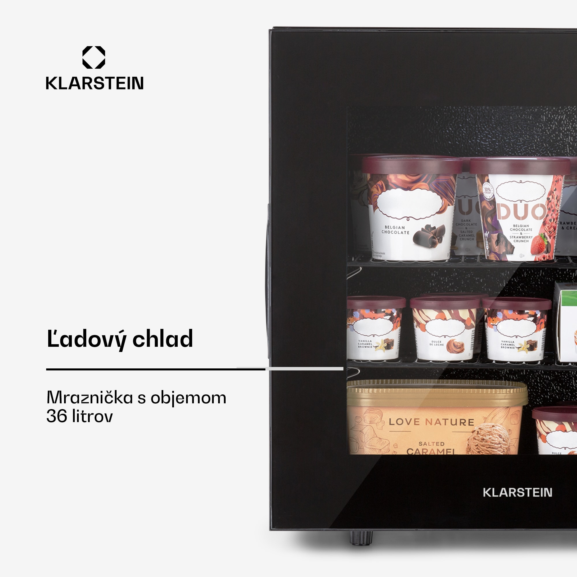 Klarstein IceAge 36, mraznička, 36 l, energet. trieda E, 2 úrovne, termostat, sklenená predná časť