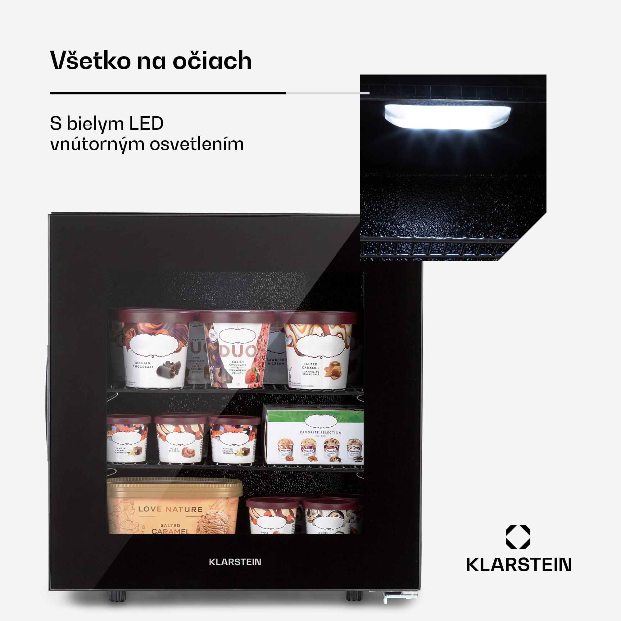 Klarstein IceAge 36, mraznička, 36 l, energet. trieda E, 2 úrovne, termostat, sklenená predná časť – Obrázok 3