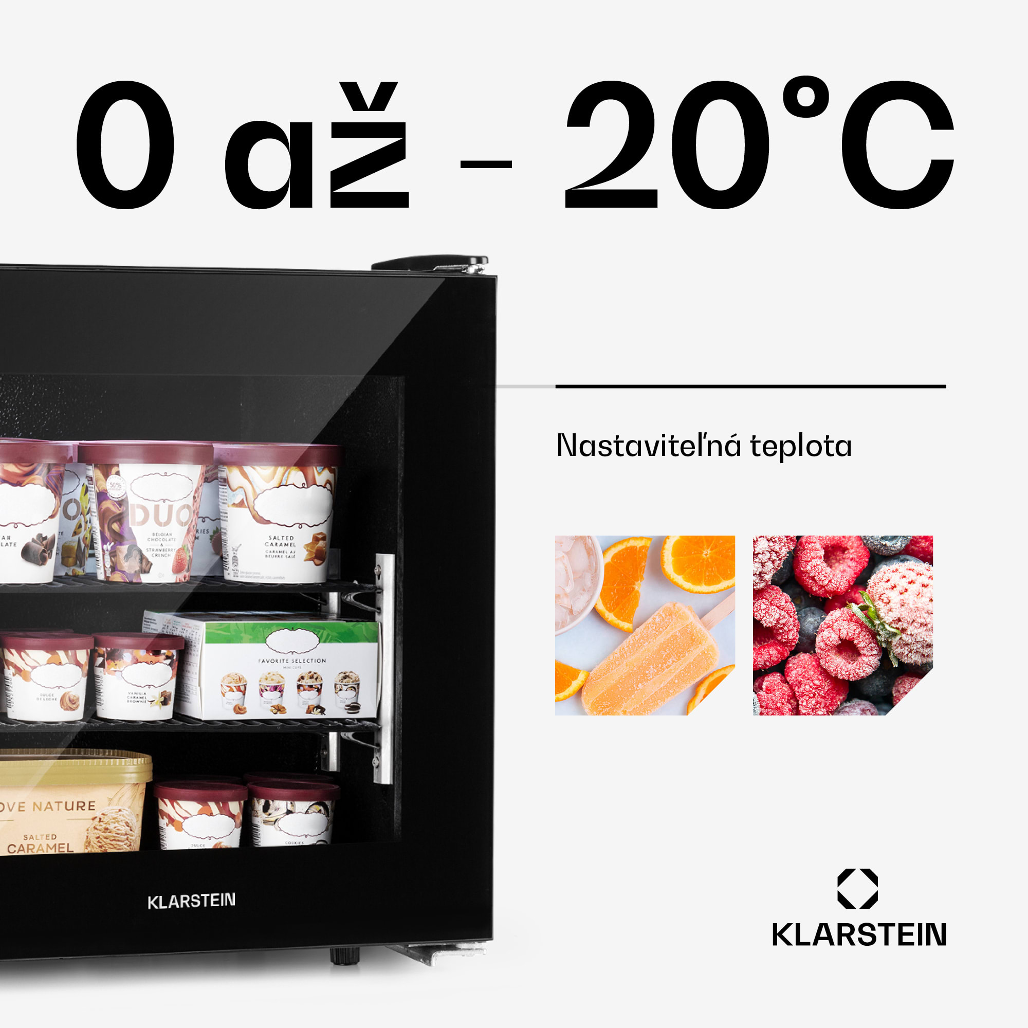 Klarstein IceAge 36, mraznička, 36 l, energet. trieda E, 2 úrovne, termostat, sklenená predná časť – Obrázok 4