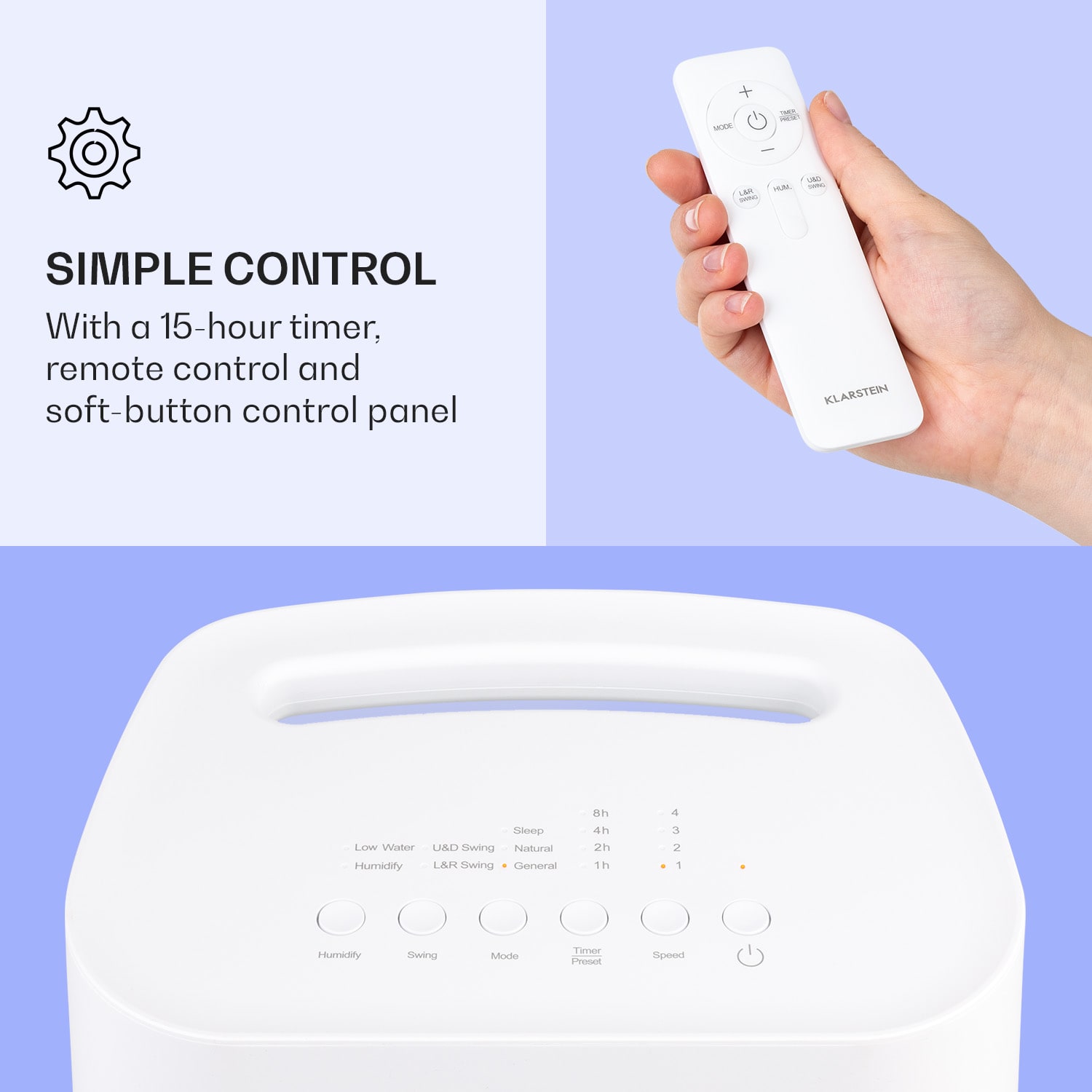 Klarstein IceWind Max, 3 v 1 ochladzovač vzduchu, 60 W, 330 m³/h, 6 l, oscilácia, časovač, diaľkový ovládač – Obrázok 5