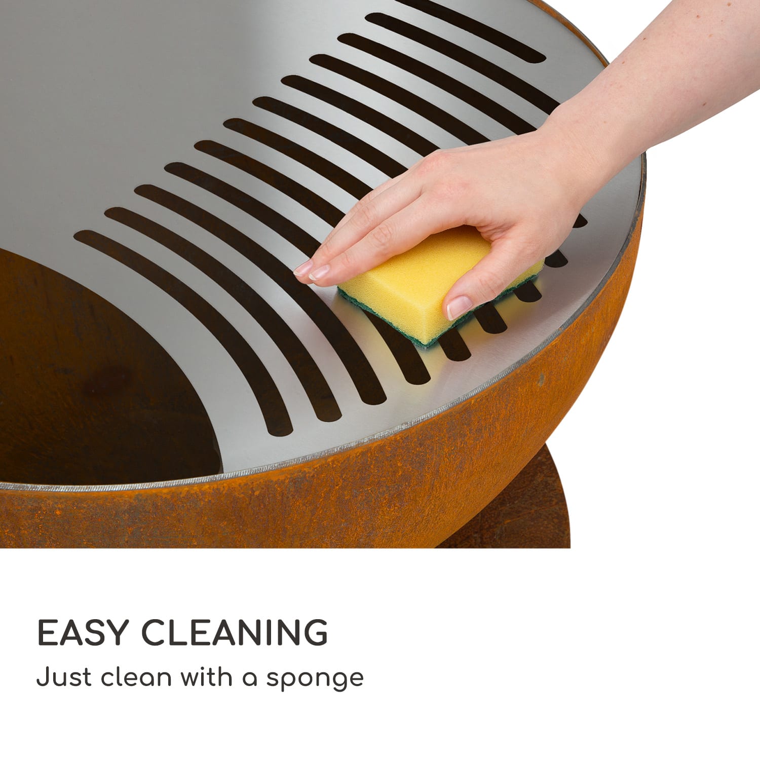 Blumfeldt Savage 2.0, okrúhle ohnisko s grilom, Ø 60 cm, stabilný podstavec, priestor na drevo – Obrázok 5