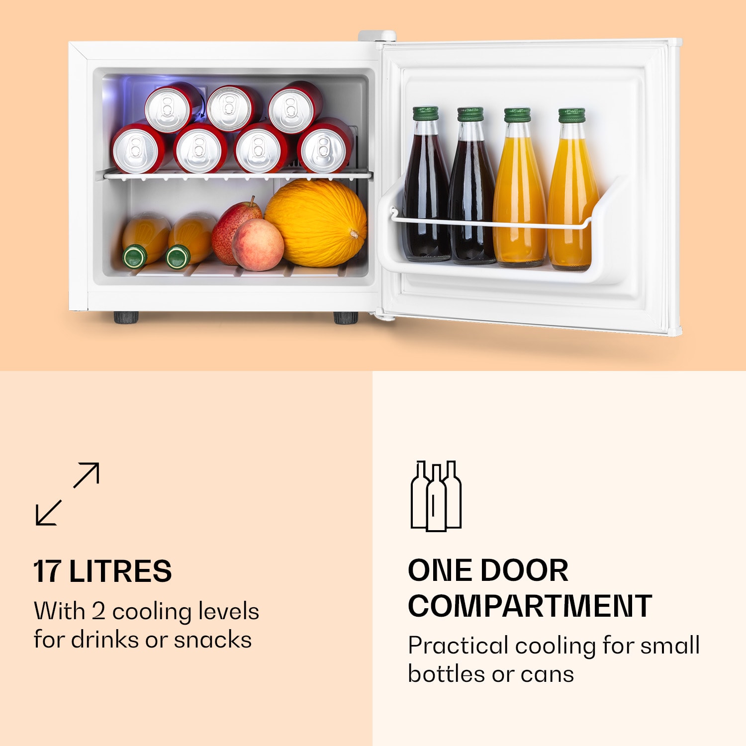 Klarstein Geheimversteck, mini chladnička, 17 l, 2 úrovne, 26dB, termoelektrická – Obrázok 2