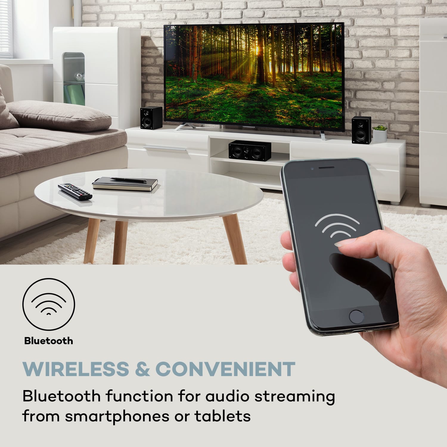 Auna Areal 525 DG, 5.1 systém domáceho kina, 125 W RMS, optický vstup, BT, USB, SD, AUX, diaľkový ovládač – Obrázok 3