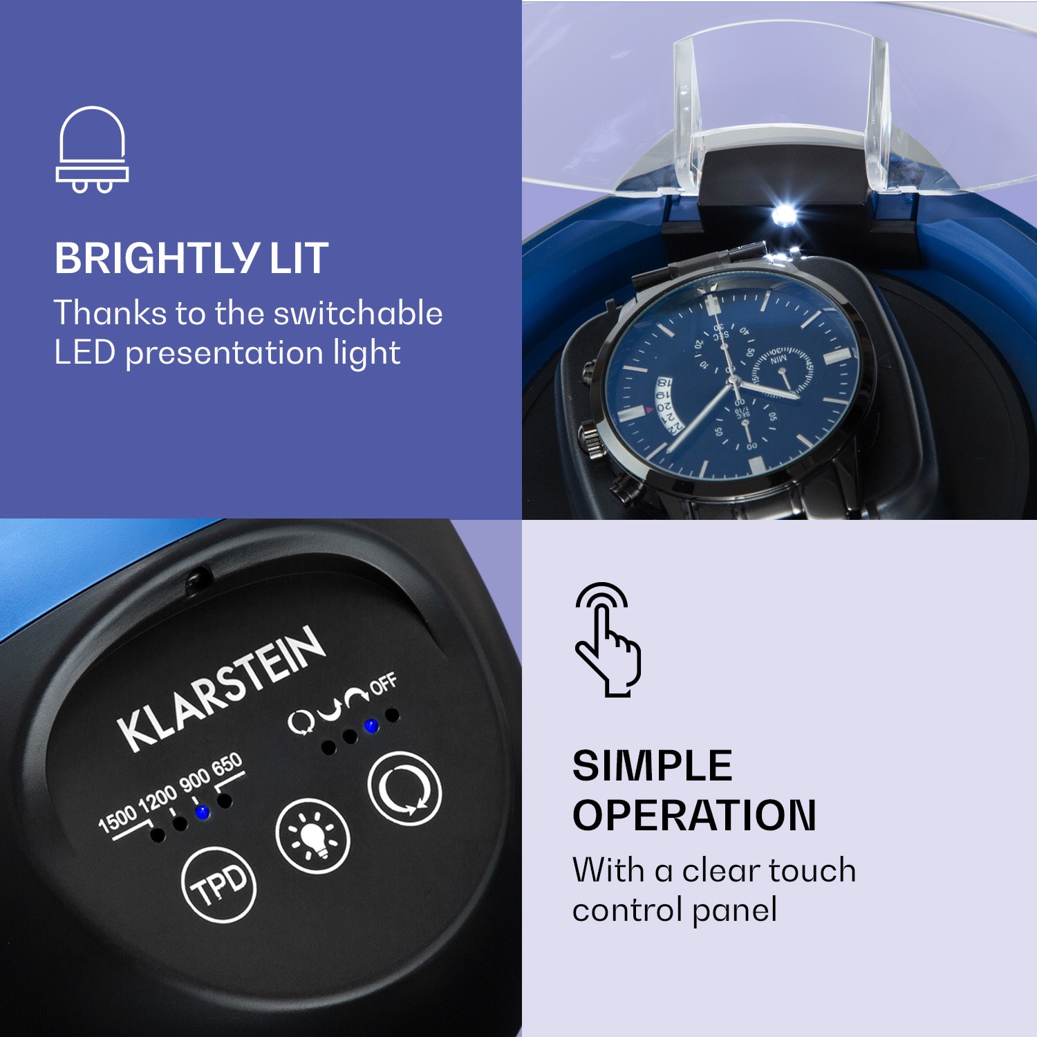 Klarstein St. Gallen ll Premium, naťahovač hodín, 4 rýchlosti, 3 rotačné režimy – Obrázok 3