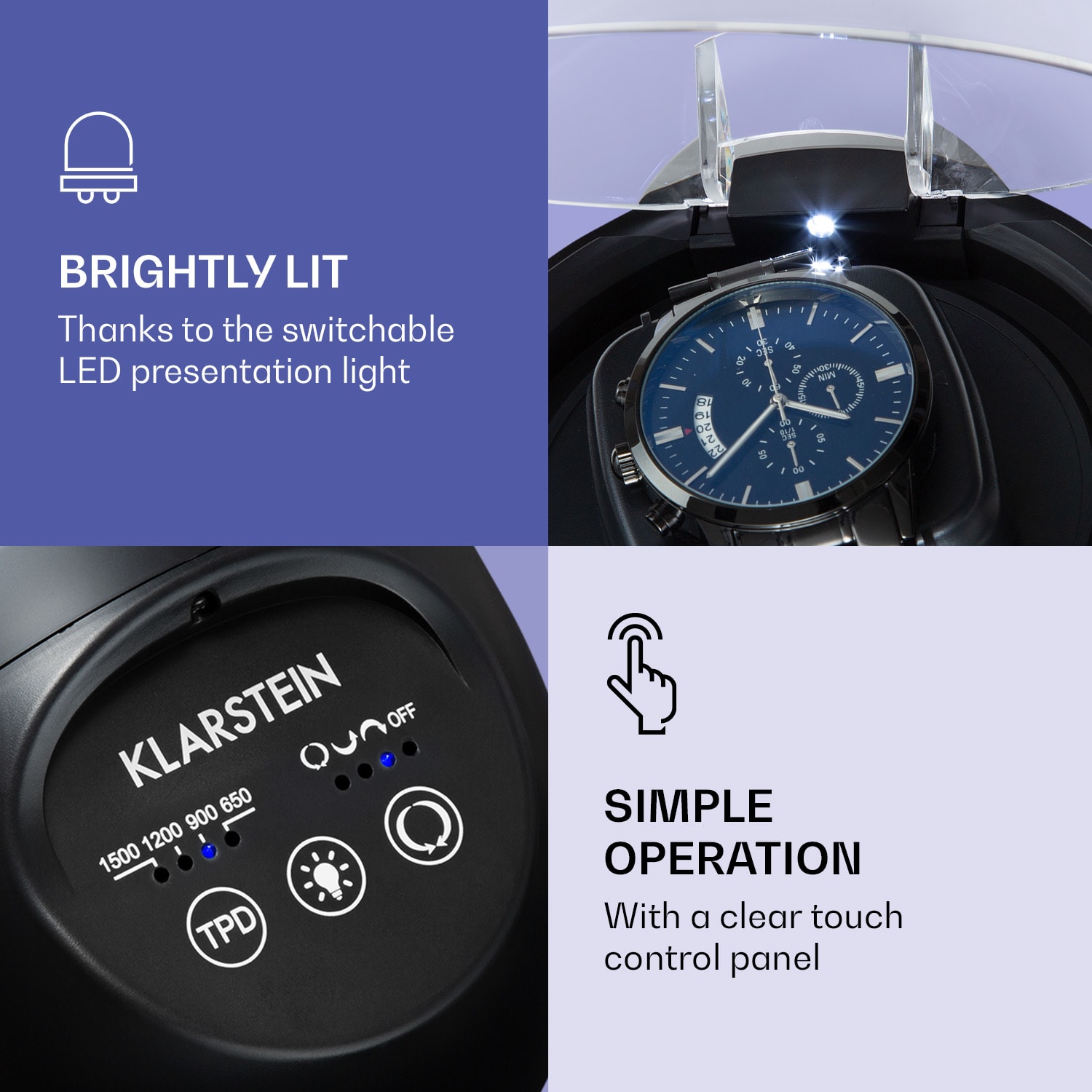 Klarstein St. Gallen ll Premium, naťahovač hodín, 4 rýchlosti, 3 rotačné režimy – Obrázok 3