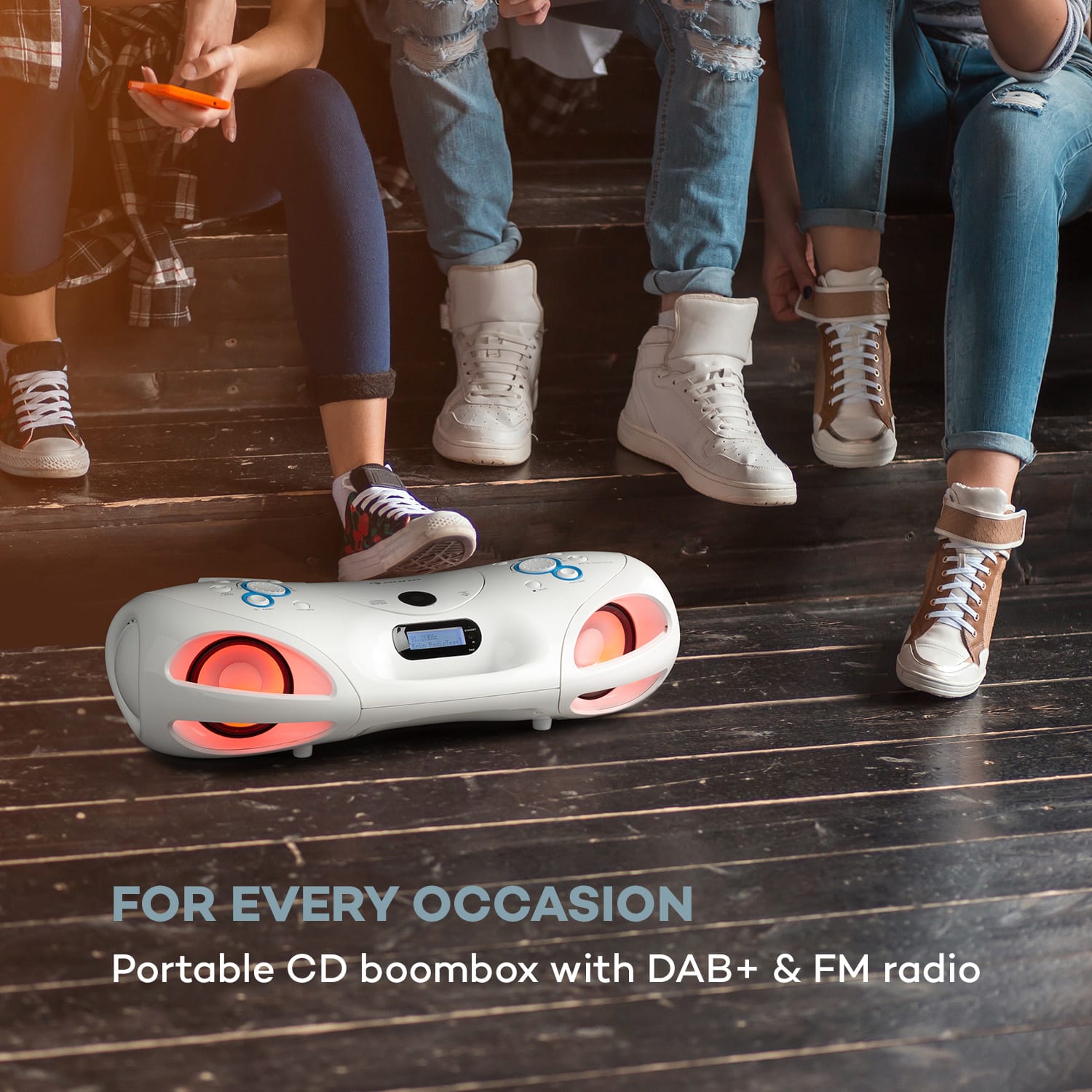 Auna Spacewoofer DAB Boombox, CD-prehrávač, DAB+, UKW, Bluetooth, diaľkové ovládanie, LED
