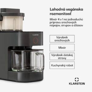 Klarstein Marcia, výrobník rastlinného mlieka, 300 – 1200 ml, 360°, dotykové ovládanie, odnímateľný zásobník na vodu