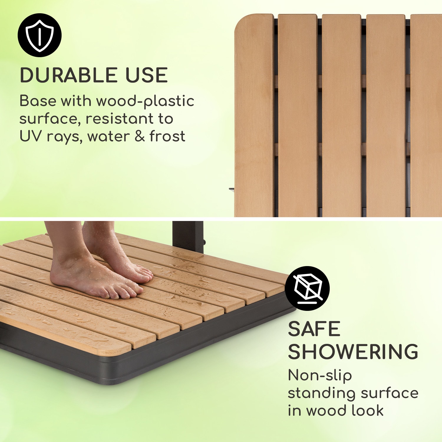 Blumfeldt Sumatra Breeze Square, záhradná sprcha, WPC, hliník, 70x55, hranatá – Obrázok 2