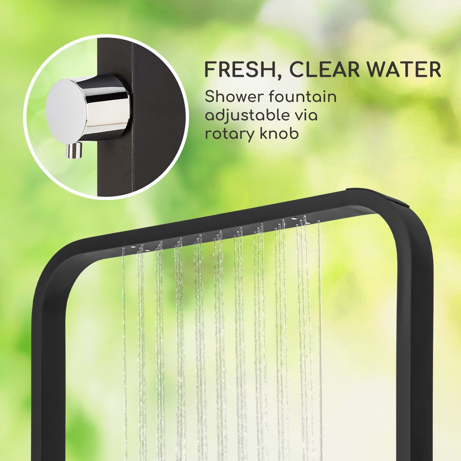 Blumfeldt Sumatra Breeze Square, záhradná sprcha, WPC, hliník, 70x55, hranatá – Obrázok 3