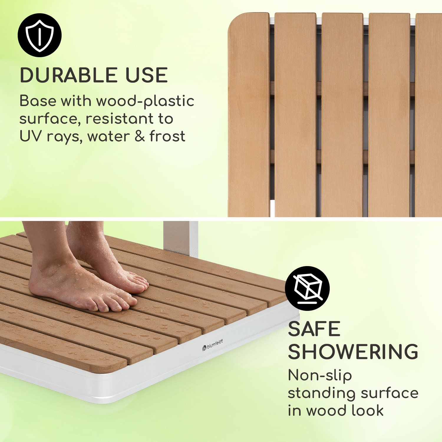 Blumfeldt Sumatra Breeze Square, záhradná sprcha, WPC, hliník, 70x55, hranatá – Obrázok 2