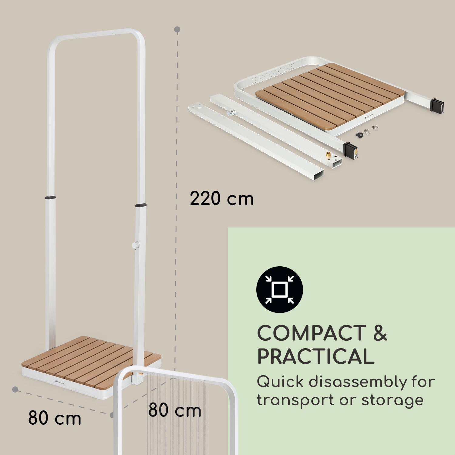 Blumfeldt Sumatra Breeze Square, záhradná sprcha, WPC, hliník, 70x55, hranatá – Obrázok 5