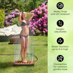 Blumfeldt Sumatra Teak Square, záhradná sprcha, hliník, tíkové drevo, rukoväť