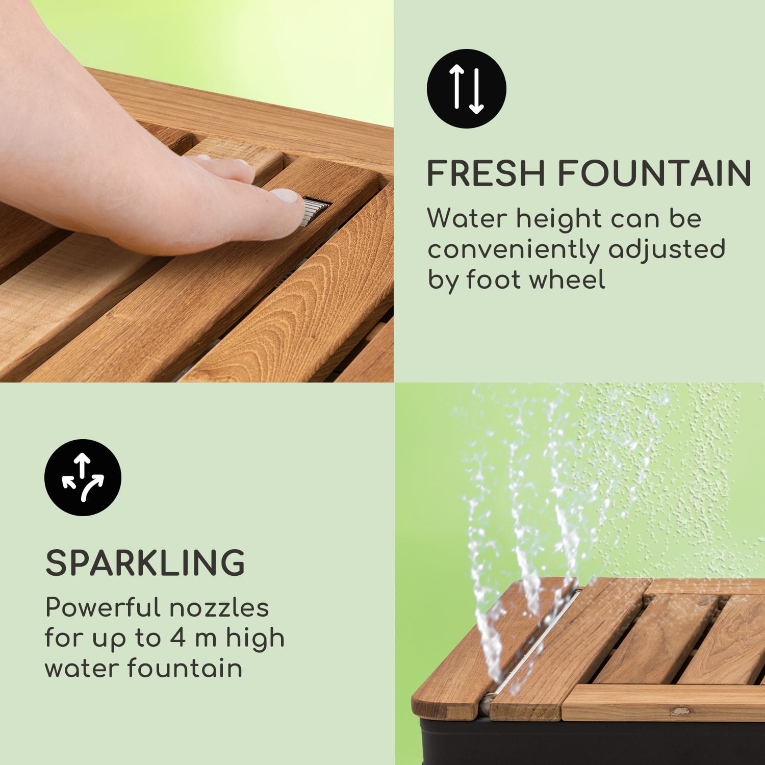 Blumfeldt Sumatra Teak Square, záhradná sprcha, hliník, tíkové drevo, rukoväť – Obrázok 3