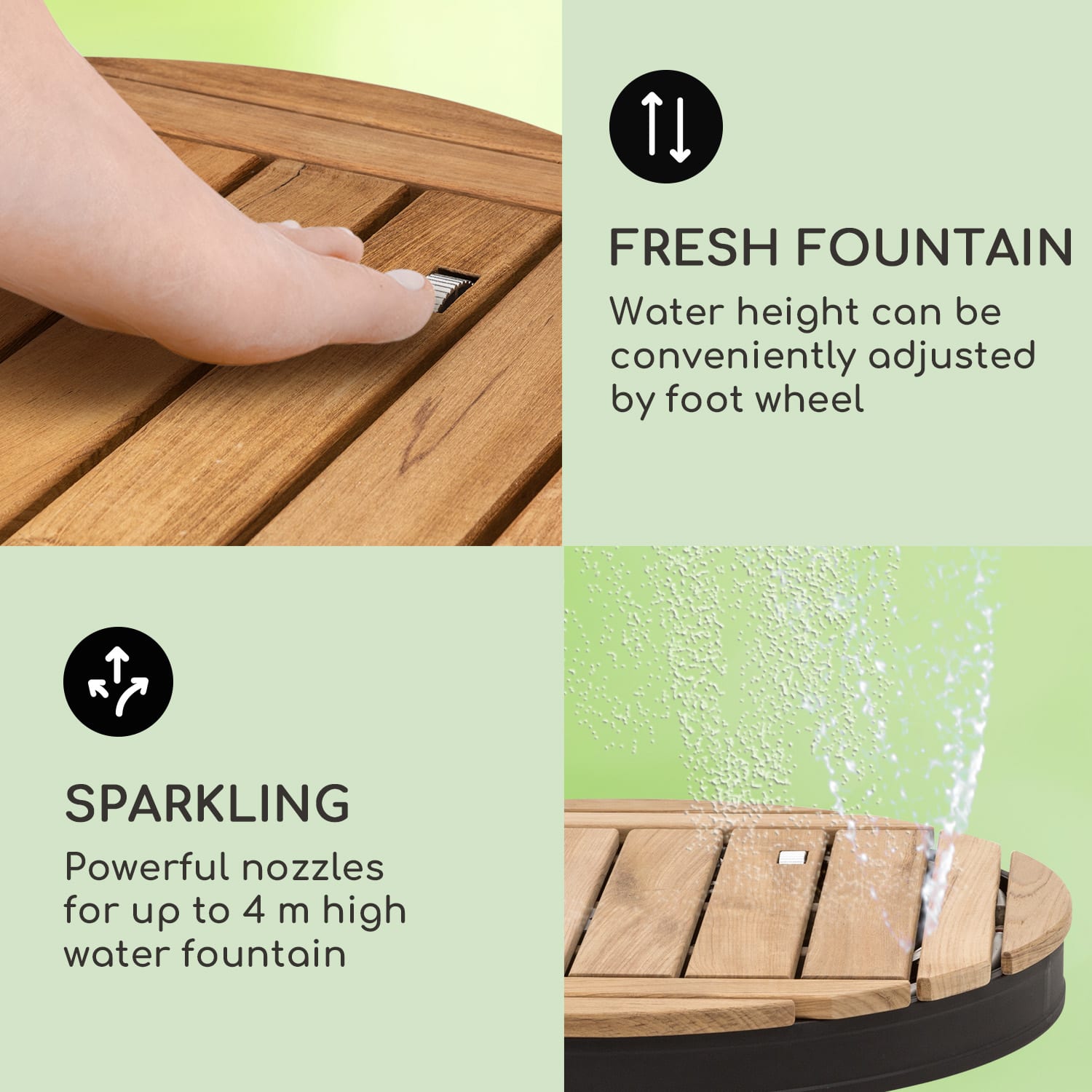 Blumfeldt Sumatra Teak Round, záhradná sprcha, hliník, tíkové drevo, rukoväť – Obrázok 3