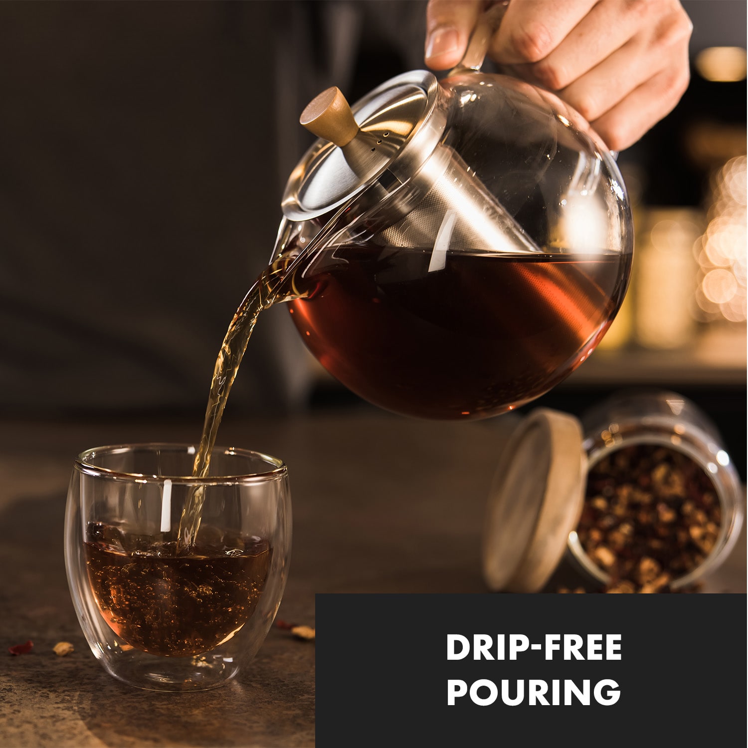 Klarstein Sencha, kanvica na čaj, 1,3 l, sitko z nehrdzavejúcej ocele, borosilikátové sklo, vrchnák – Obrázok 3