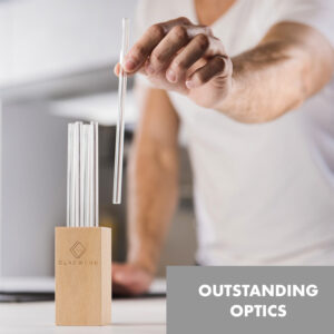 Klarstein Glaswerk Salizzada, sklenené slamky, 7 kusov, 0,8 x 20 cm (Ø x V), drevený držiak, kefka