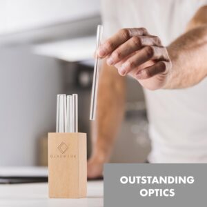 Klarstein Glaswerk Frezzeria, sklenené slamky, 7 kusov, 0,8 x 15 cm (Ø x V), drevený držiak, kefka