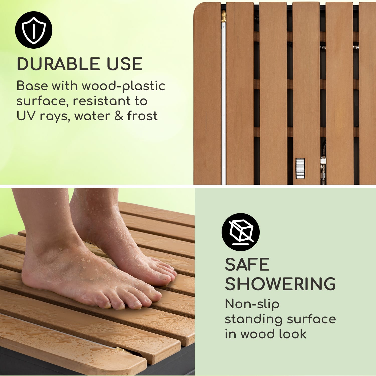 Blumfeldt Sumatra Breeze Square, záhradná sprcha, WPC, hliník, 70x55, hranatá – Obrázok 2