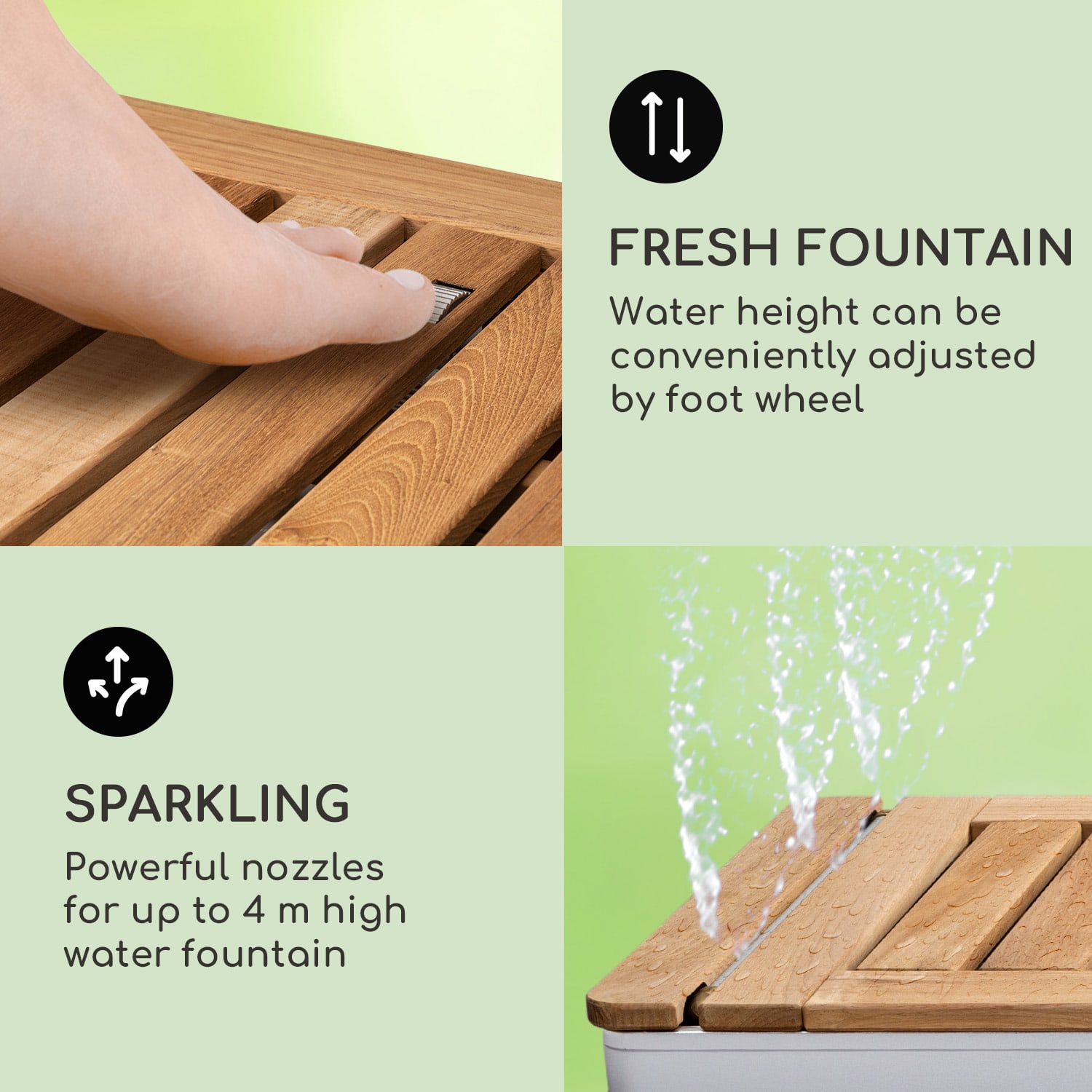 Blumfeldt Sumatra Teak Square, záhradná sprcha, hliník, tíkové drevo, rukoväť – Obrázok 3